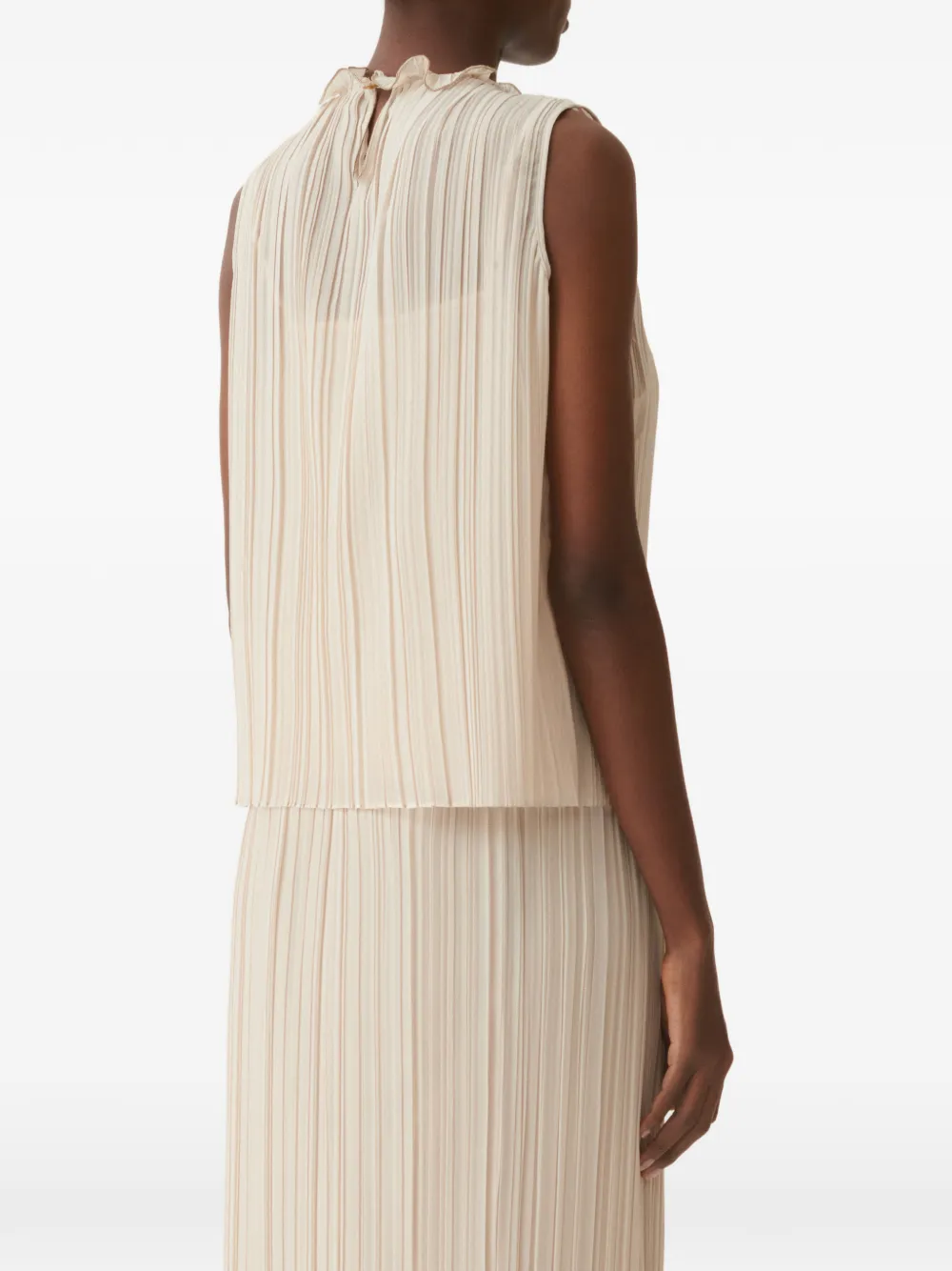 Fabiana Filippi Top met plooien en kraag met ruches Beige