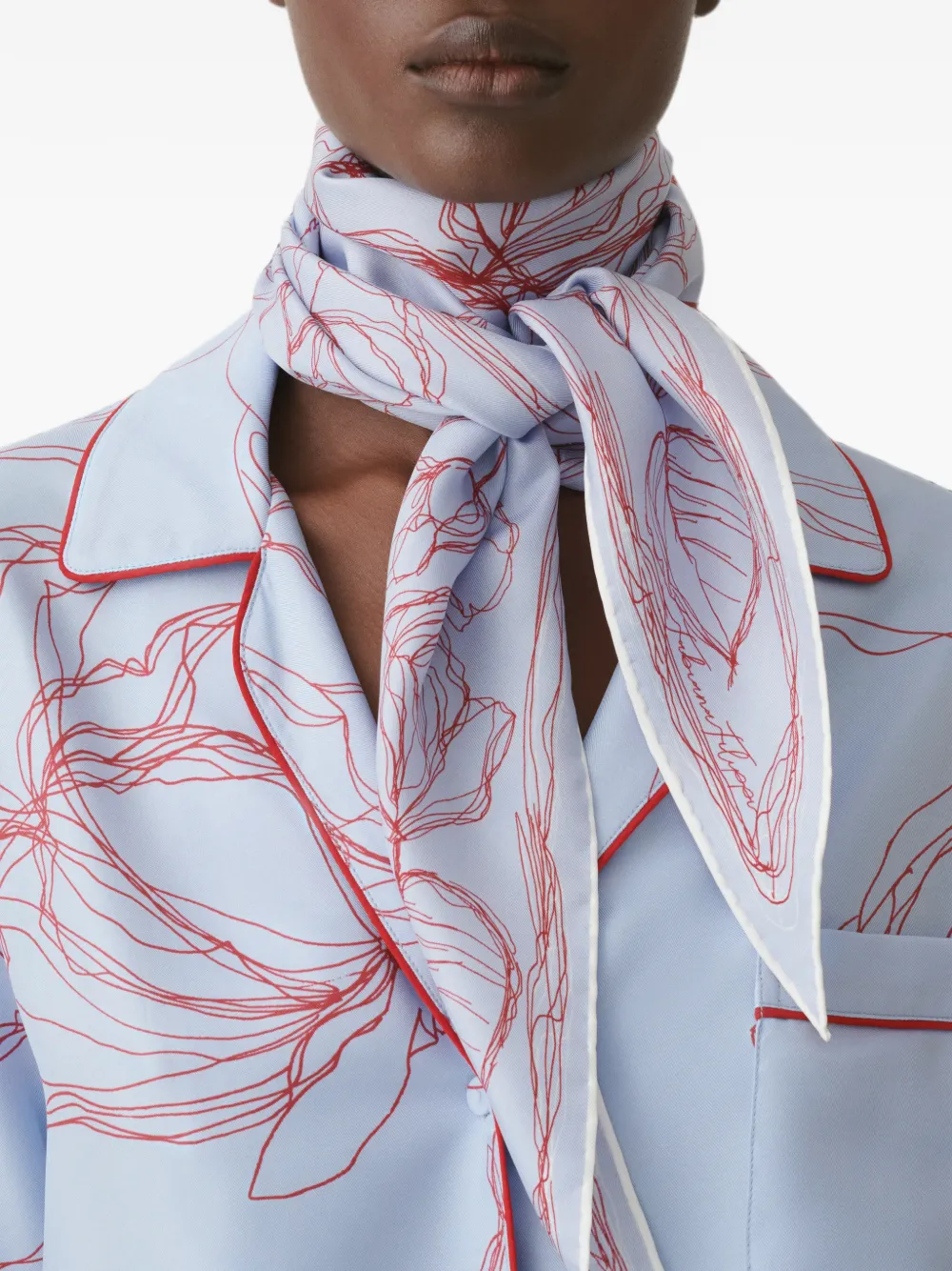 Fabiana Filippi Sjaal met bloemenprint Blauw