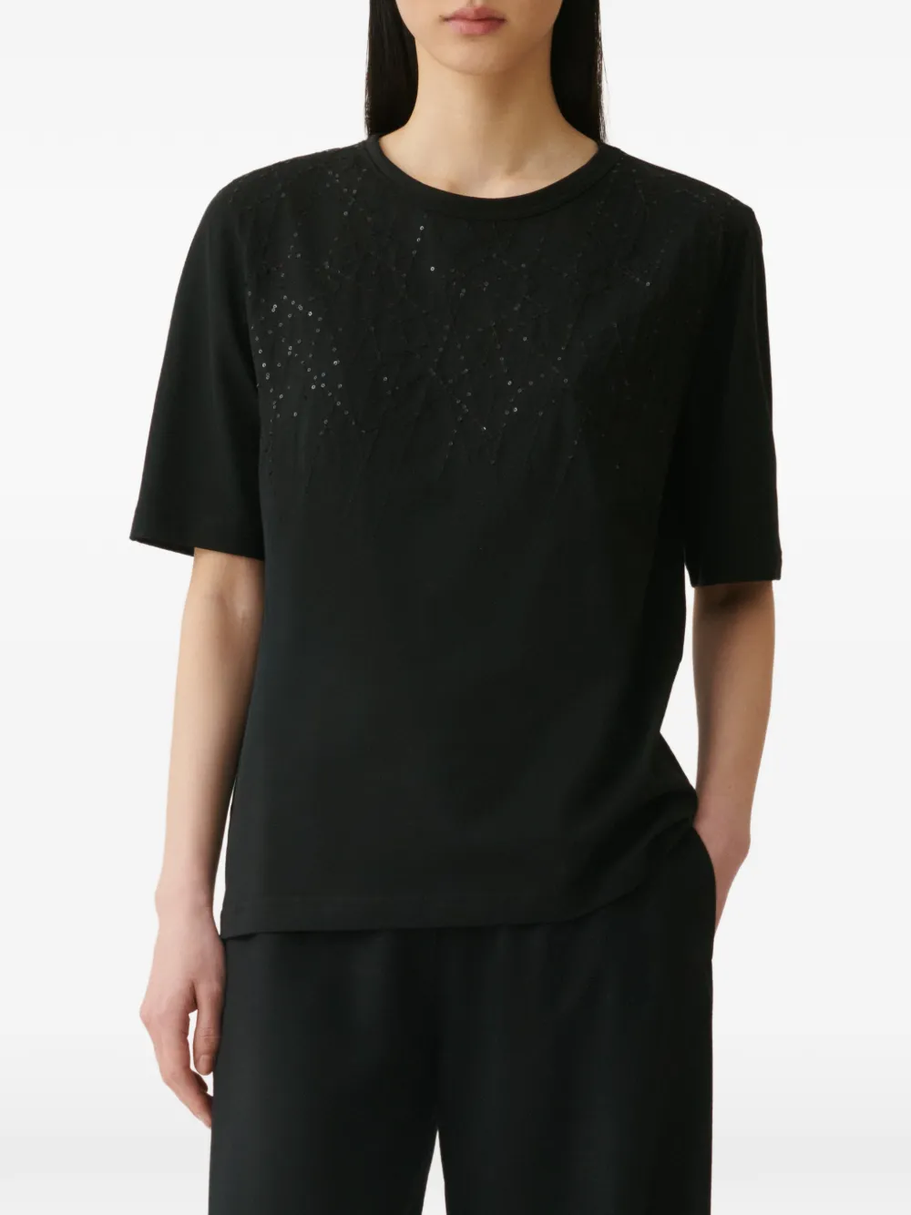 Fabiana Filippi T-shirt met pailletten Zwart