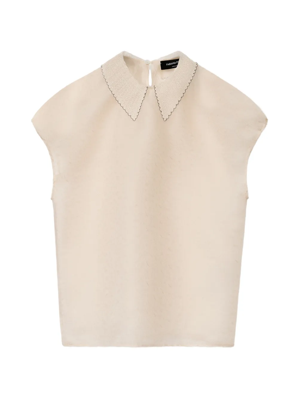 Fabiana Filippi contrast-trimmed lace-collar top - Neutrals
