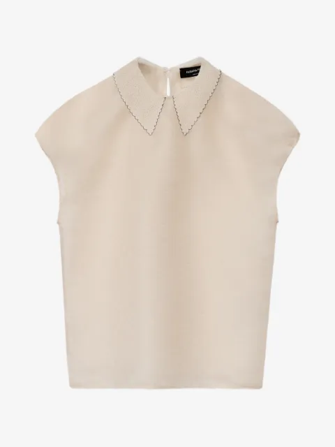 Fabiana Filippi contrast-trimmed lace-collar top