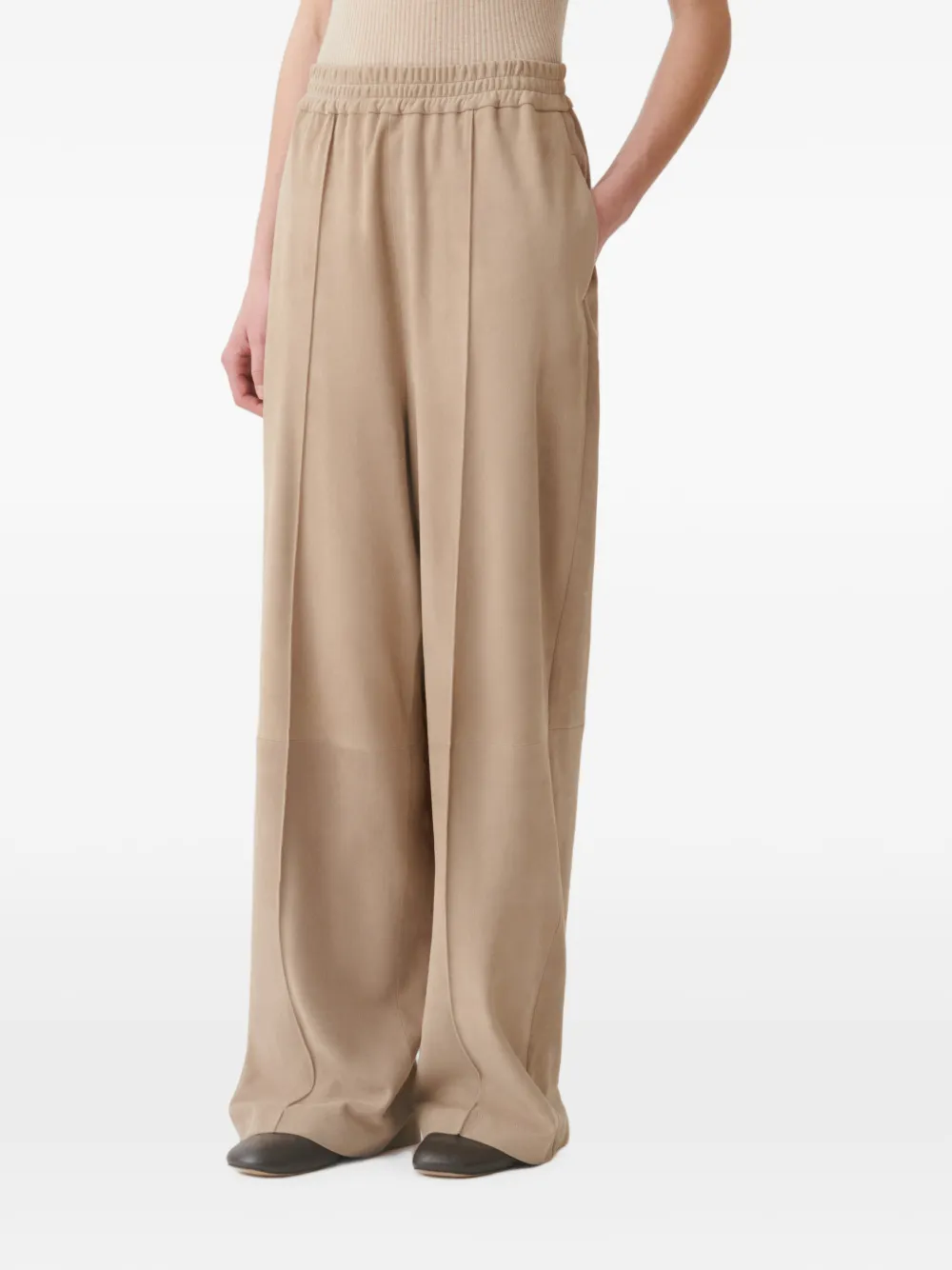 Fabiana Filippi Broek met elastische tailleband en vlakken Beige