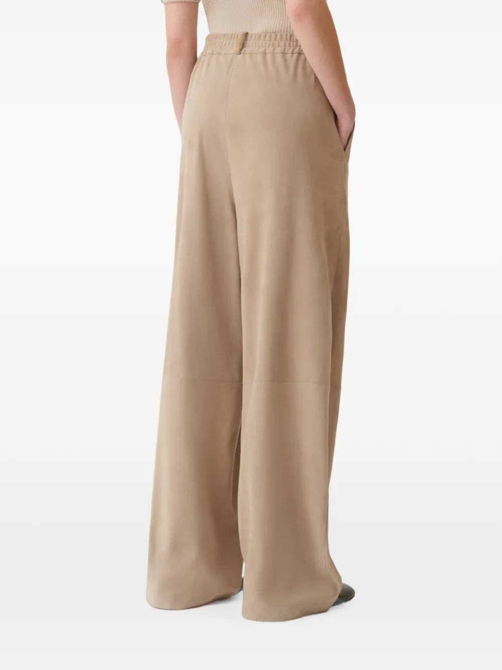 Fabiana Filippi Broek met elastische tailleband en vlakken Beige