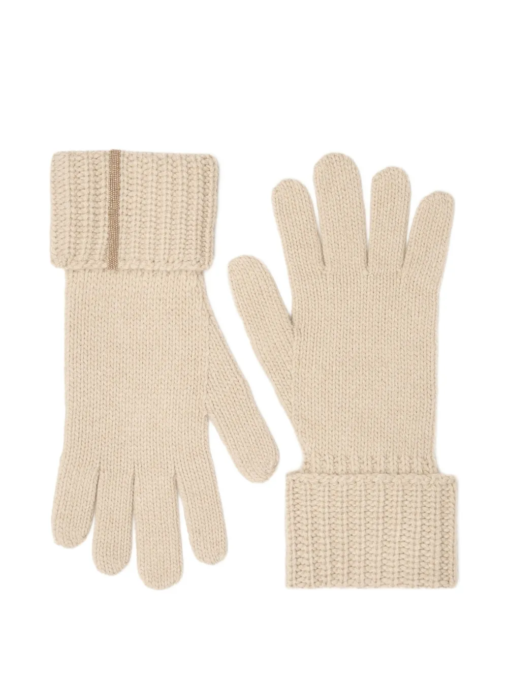 Fabiana Filippi Ribgebreide handschoenen met kralen Beige