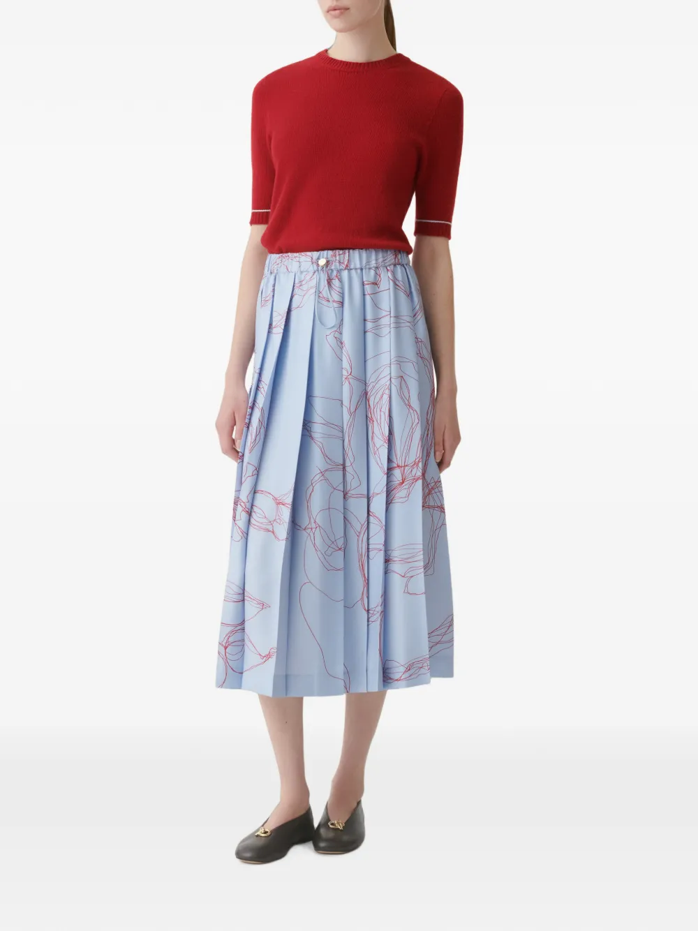 Fabiana Filippi Trui met contrasterende afwerking en korte mouwen Rood