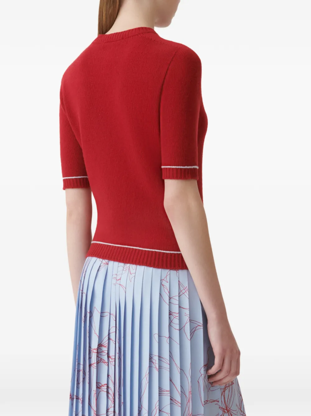 Fabiana Filippi Trui met contrasterende afwerking en korte mouwen Rood