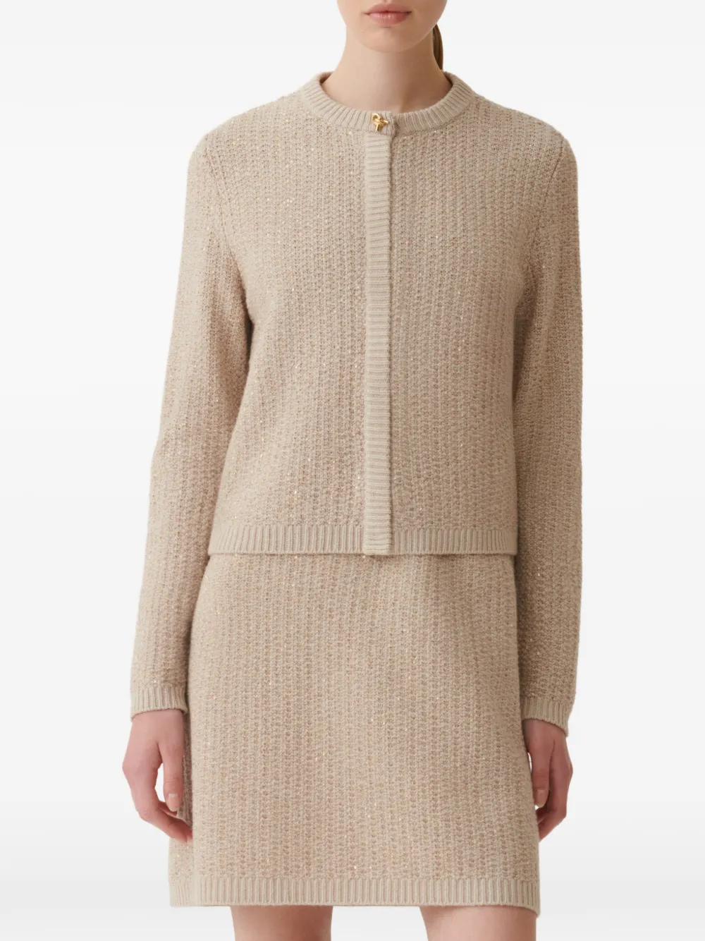 Fabiana Filippi Gebreide trui met pailletten Beige