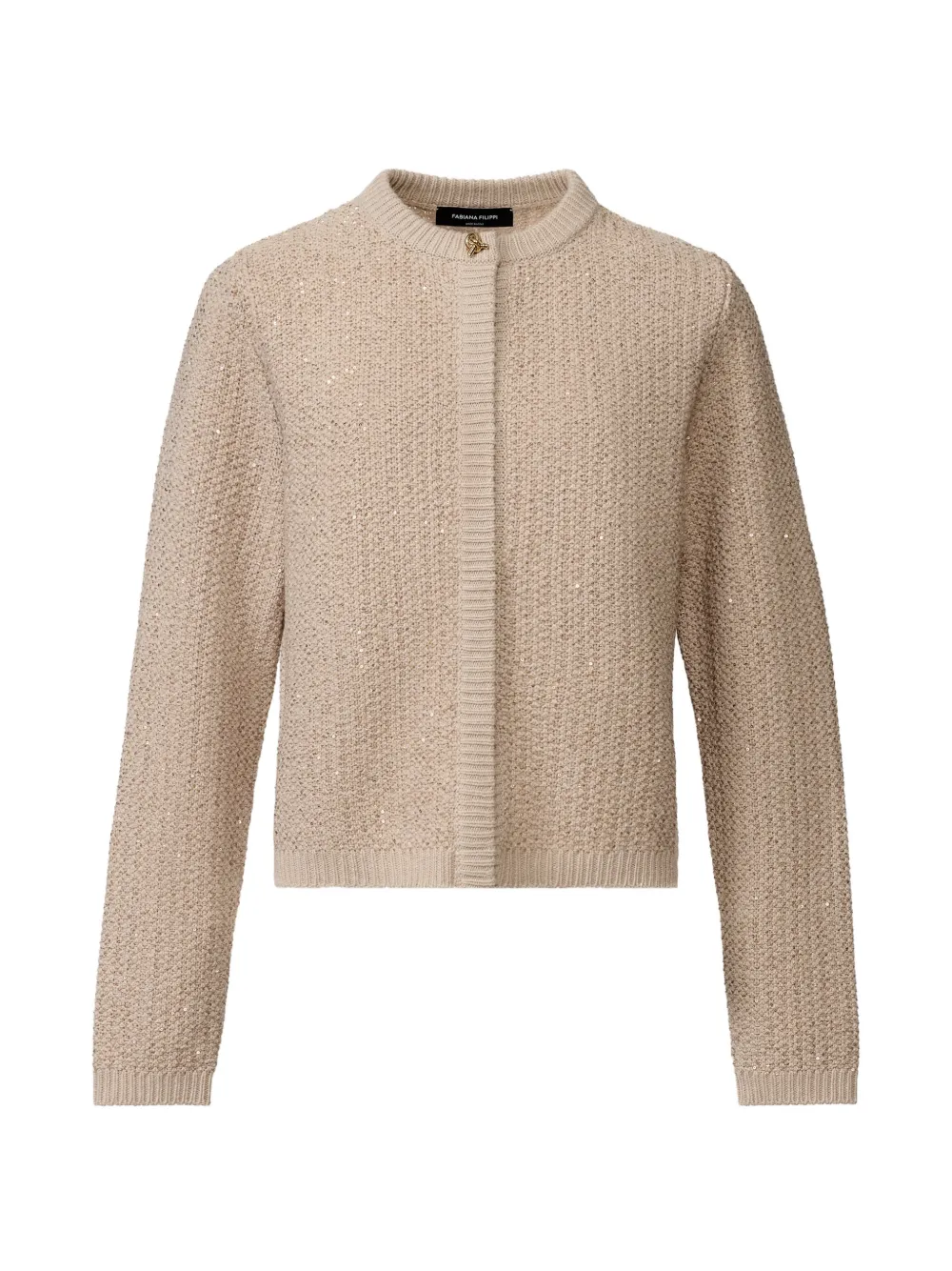Fabiana Filippi sequin-embellished knitted wool cardigan - Nude