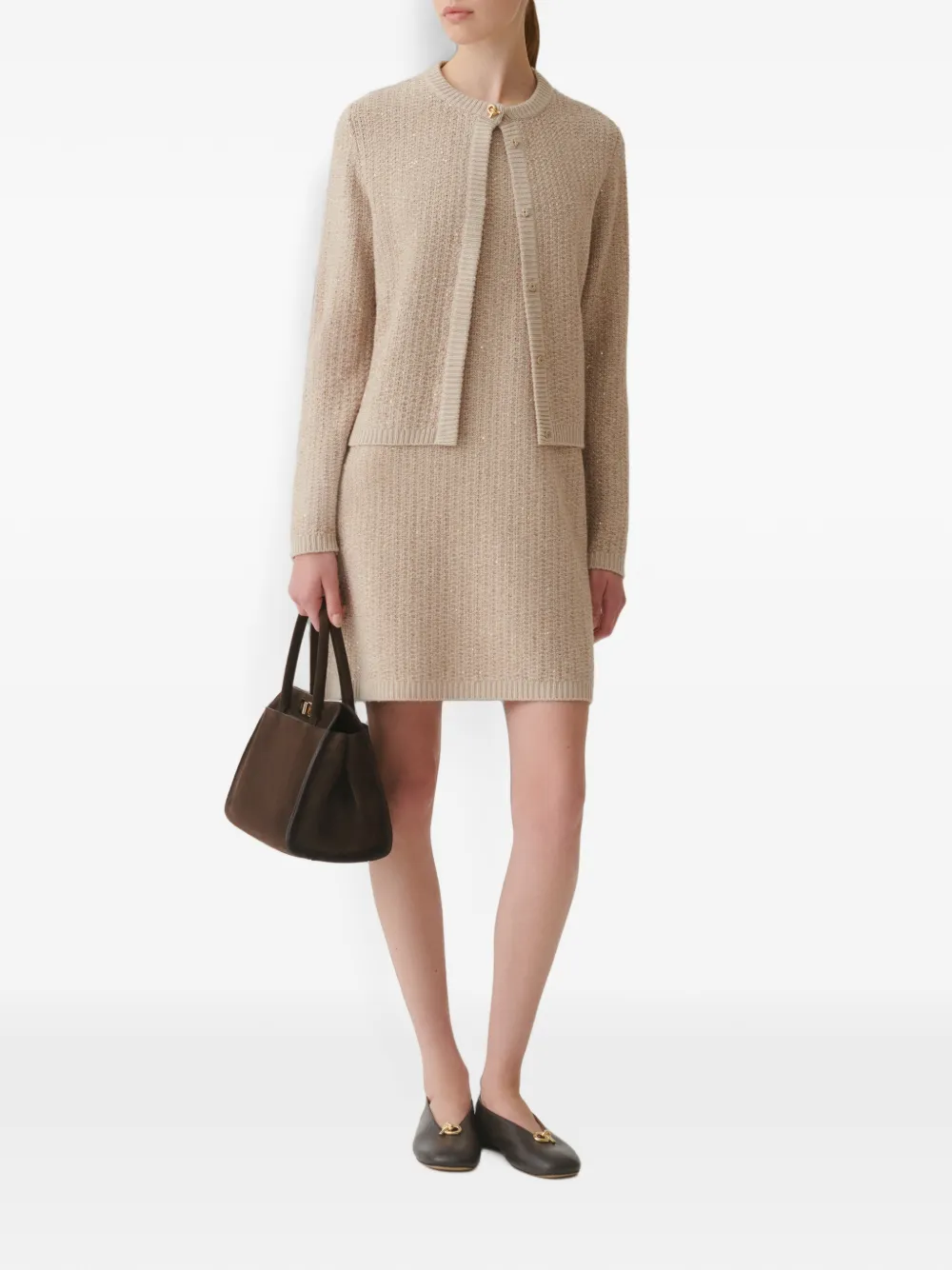 Fabiana Filippi Gebreide trui met pailletten Beige