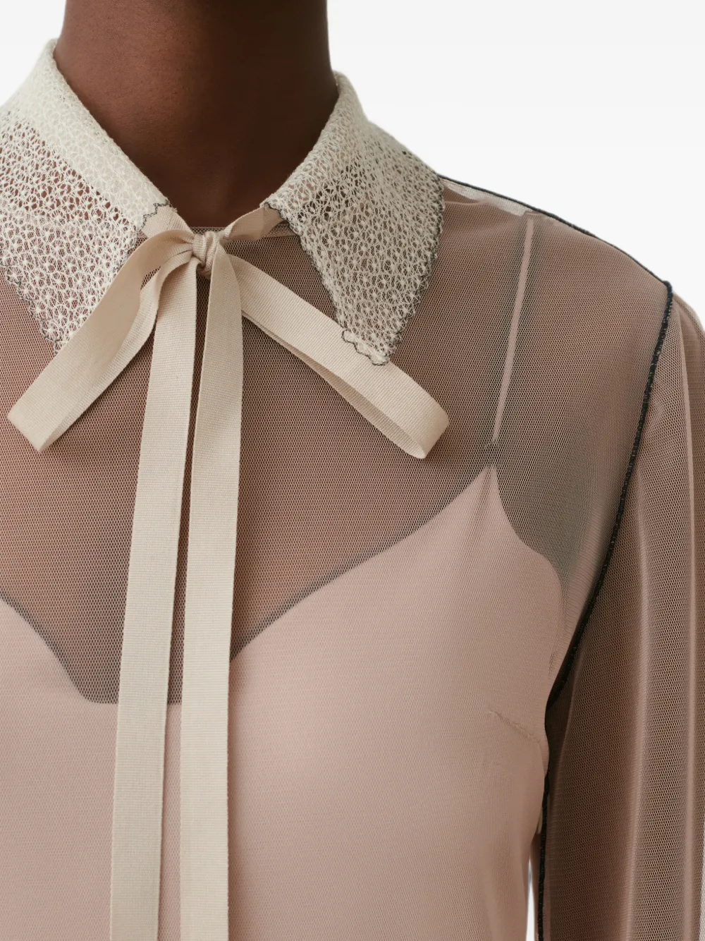 Fabiana Filippi Geplooide maxi-jurk met kanten kraag Beige