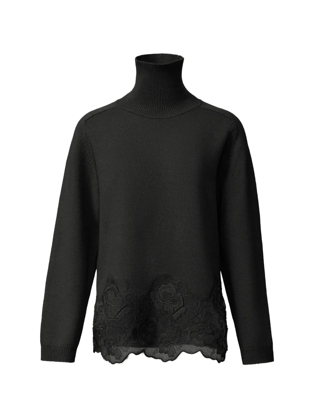Fabiana Filippi lace-trim turtleneck sweater - Black