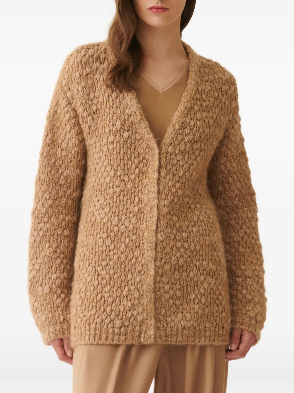 Fabiana Filippi Opengebreid vest verfraaid met pailletten Beige