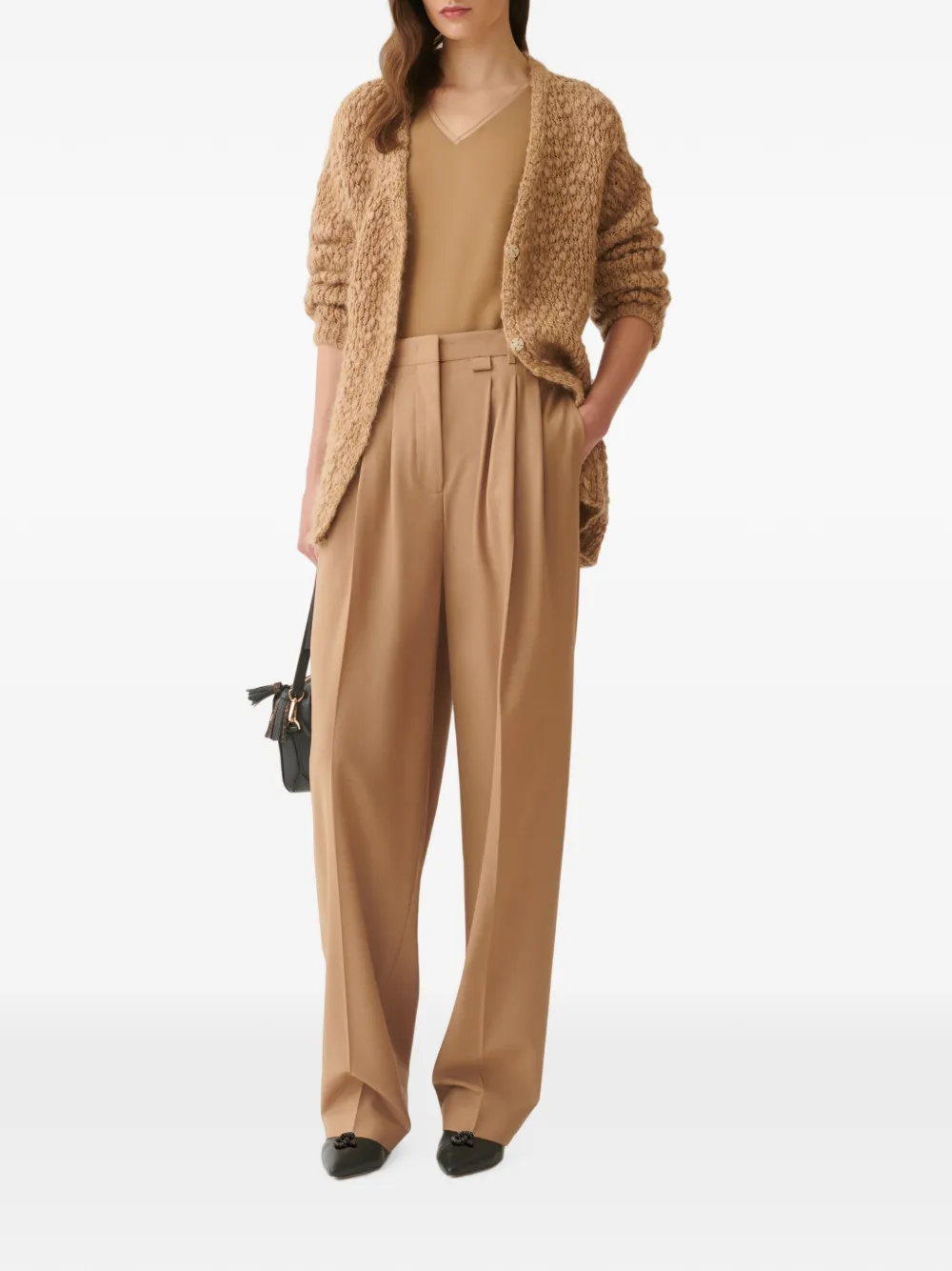 Fabiana Filippi Opengebreid vest verfraaid met pailletten Beige