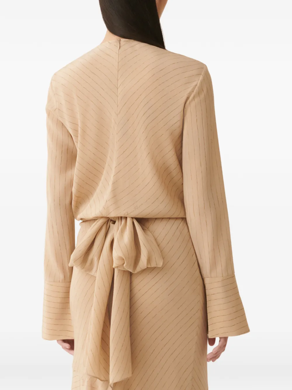 Fabiana Filippi Wikkelblouse met krijtstreep Beige