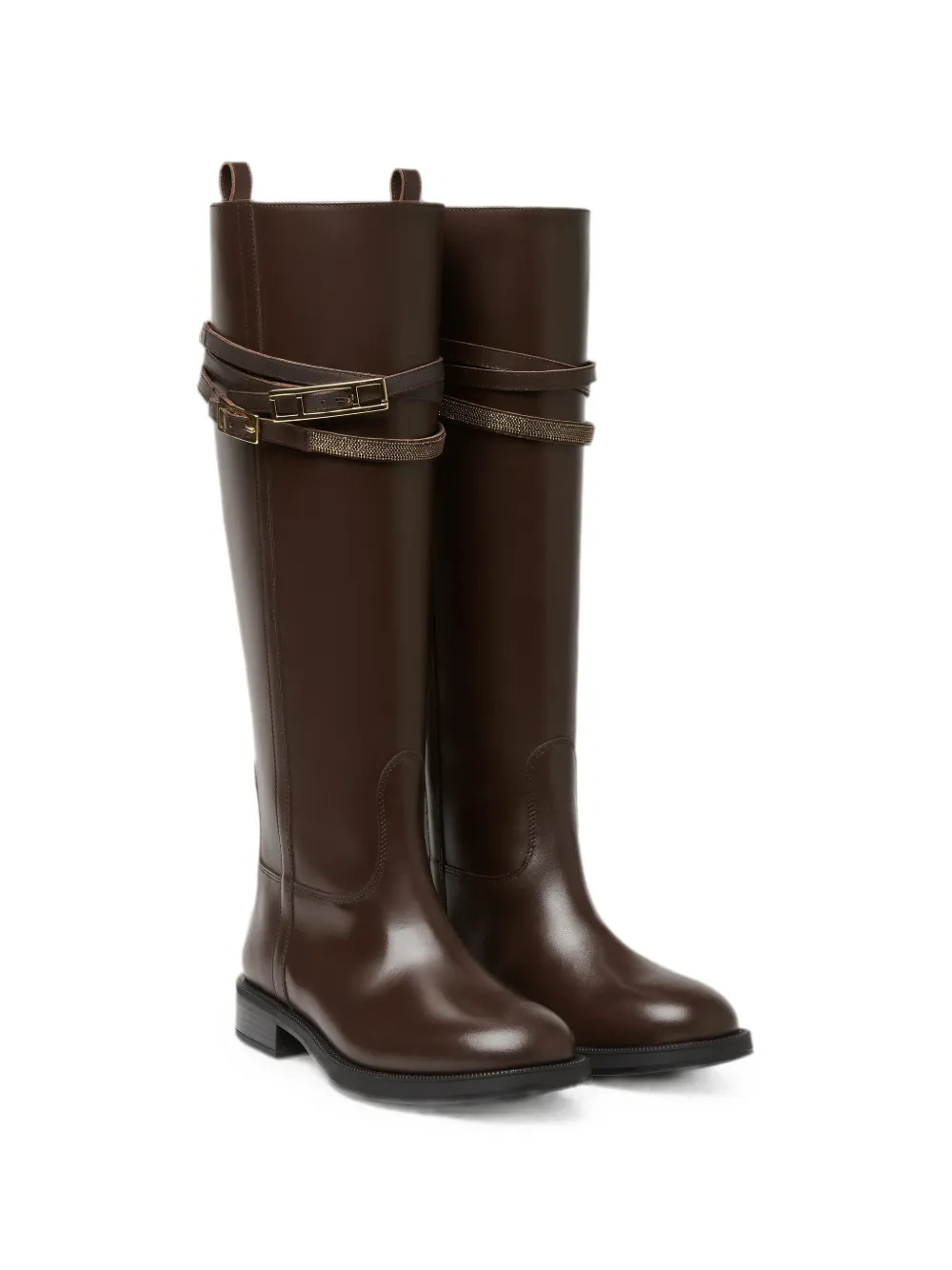 Fabiana Filippi buckle-strap leather knee-high boots Bruin
