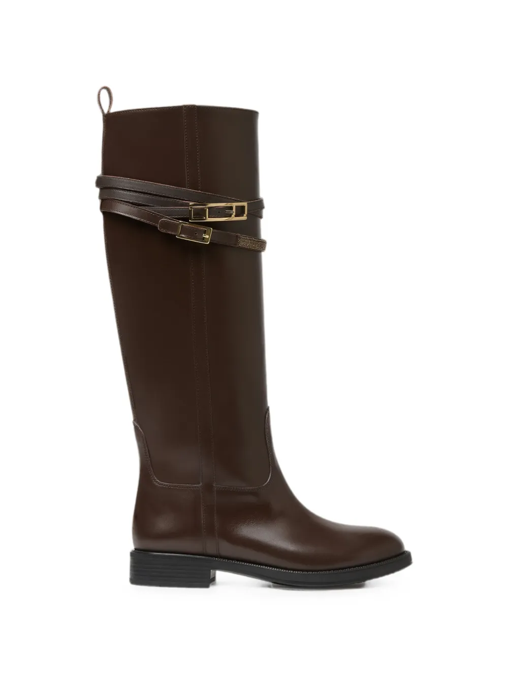 Fabiana Filippi buckle-strap leather knee-high boots Bruin
