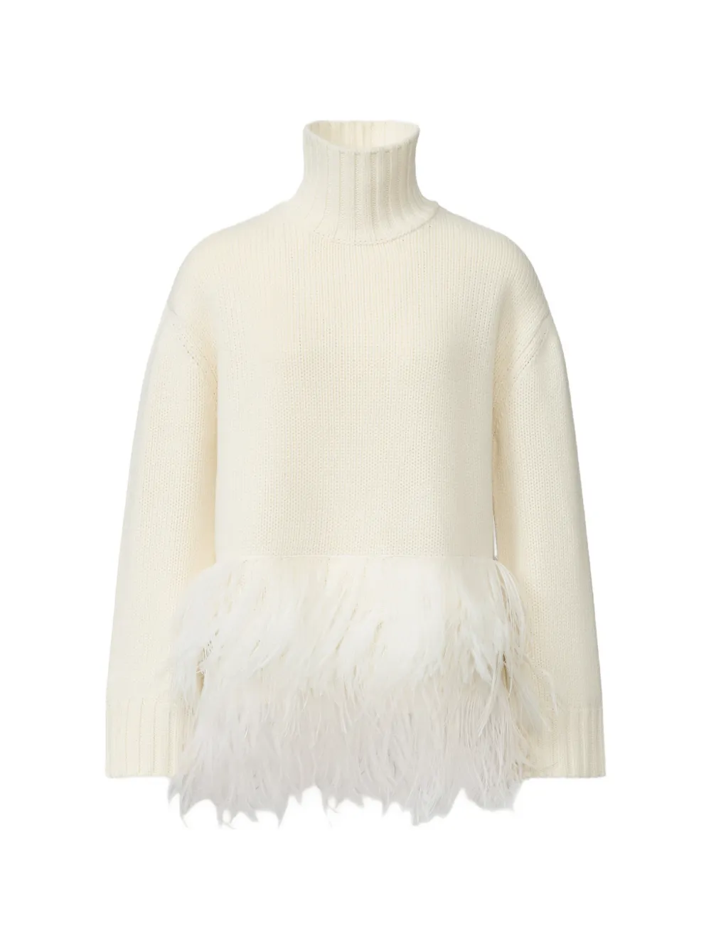 Fabiana Filippi ostrich-feather-trim ribbed-knit sweater - Tons neutres Fabiana Filippi ostrich-feather-trim ribbed-knit sweater - Tons neutres
