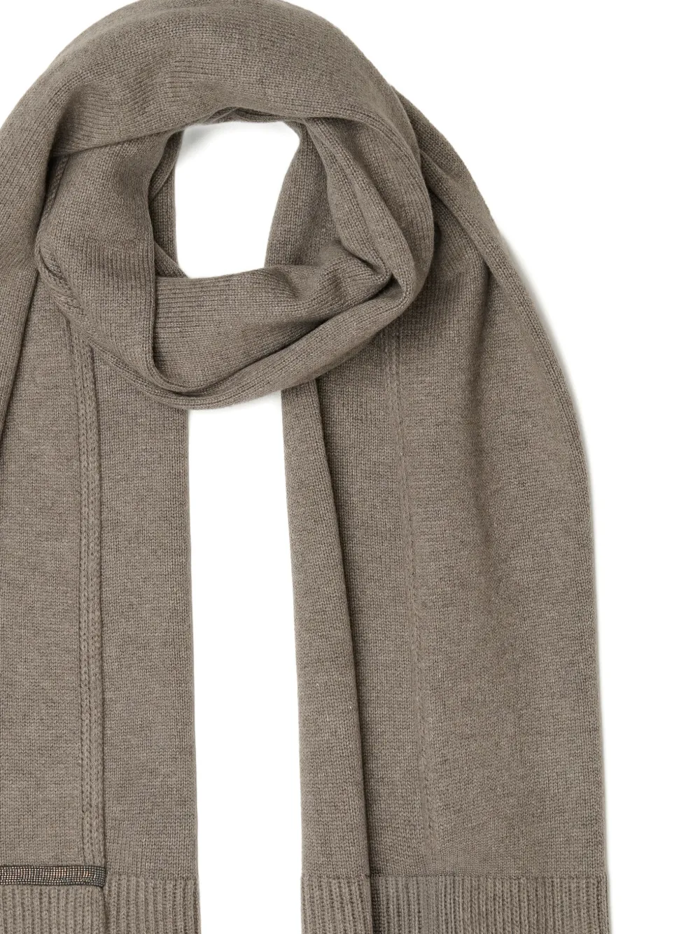 Fabiana Filippi Ribgebreide sjaal met vlakken Beige