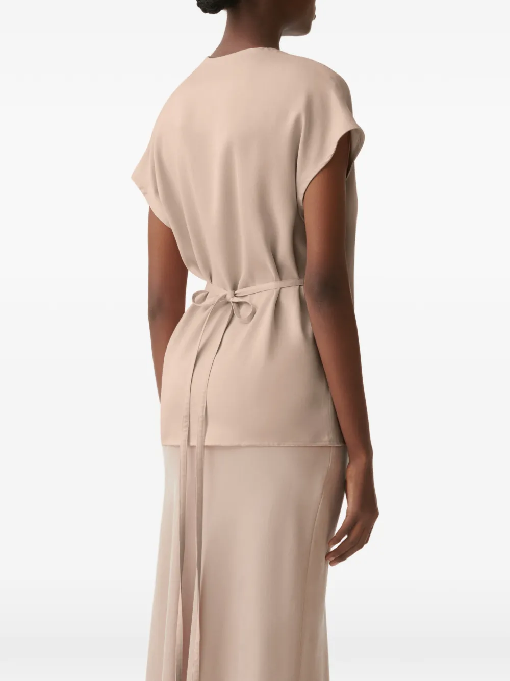 Fabiana Filippi Top met wikkel-design en ceintuur Beige