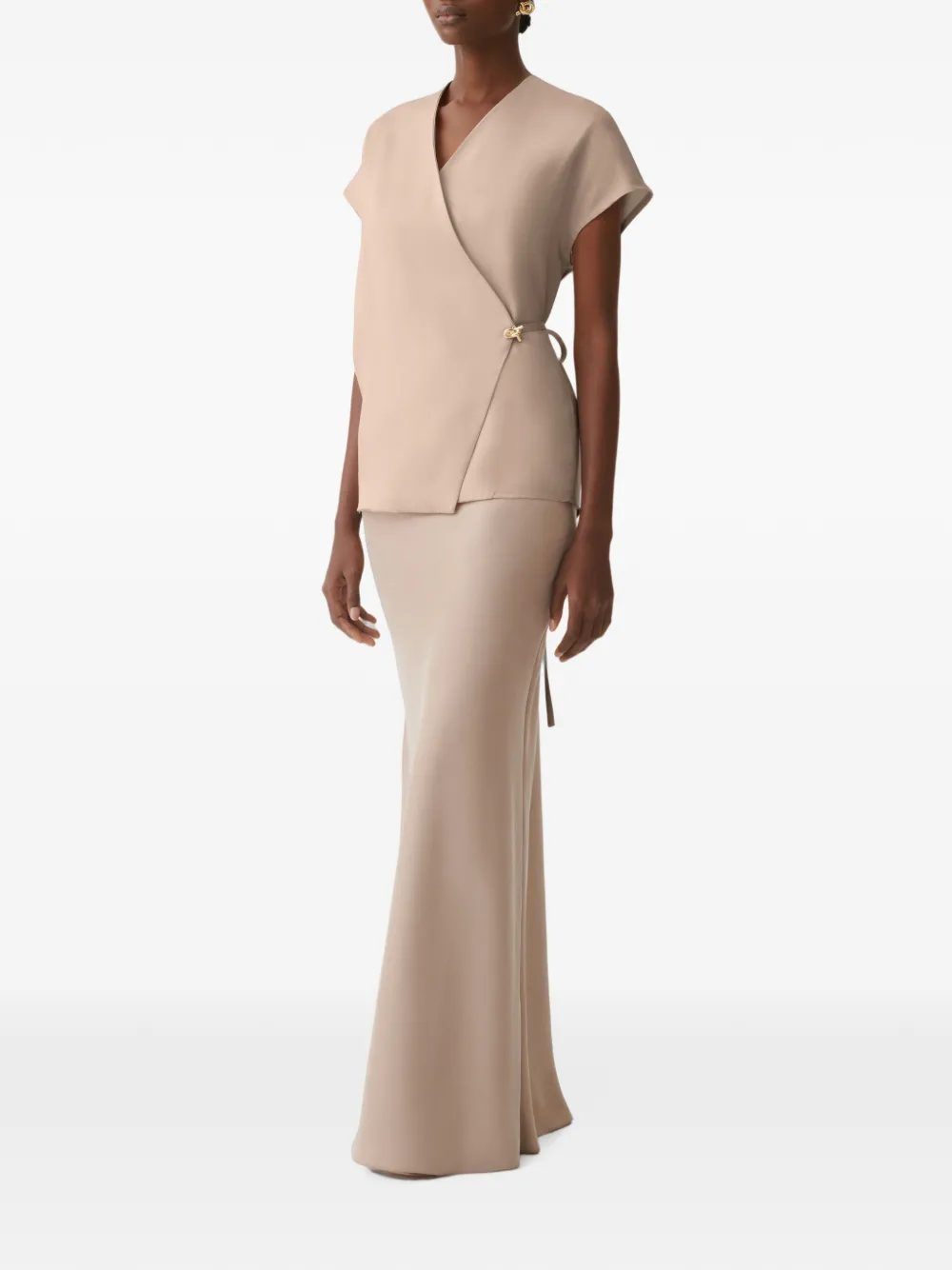 Fabiana Filippi Top met wikkel-design en ceintuur Beige