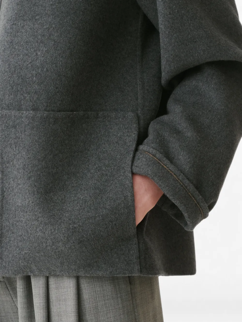 Fabiana Filippi ribbed-knit trim coat Grijs