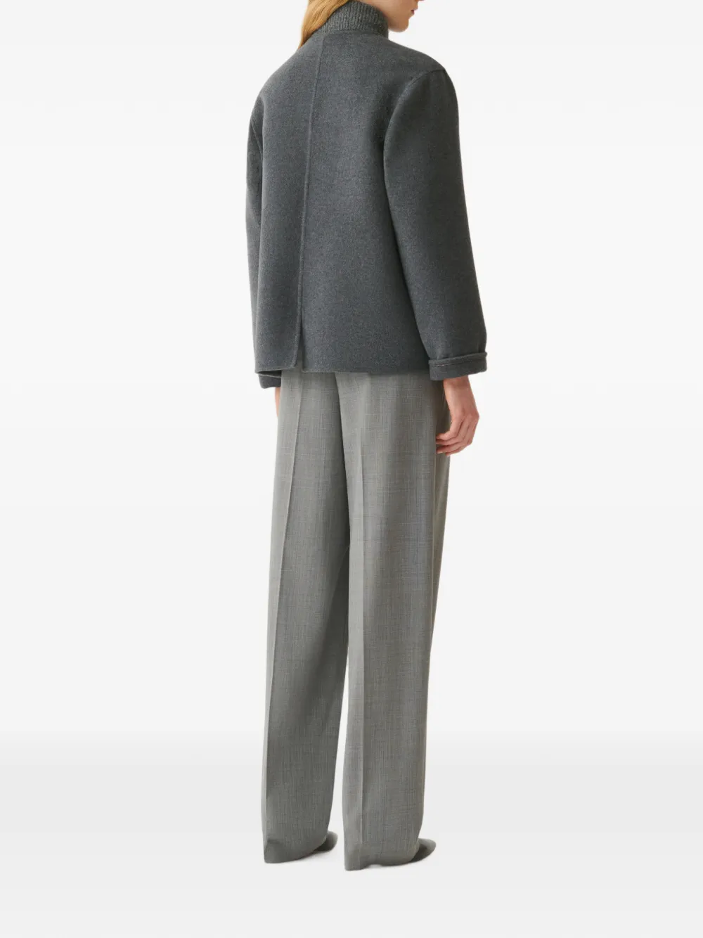 Fabiana Filippi ribbed-knit trim coat Grijs