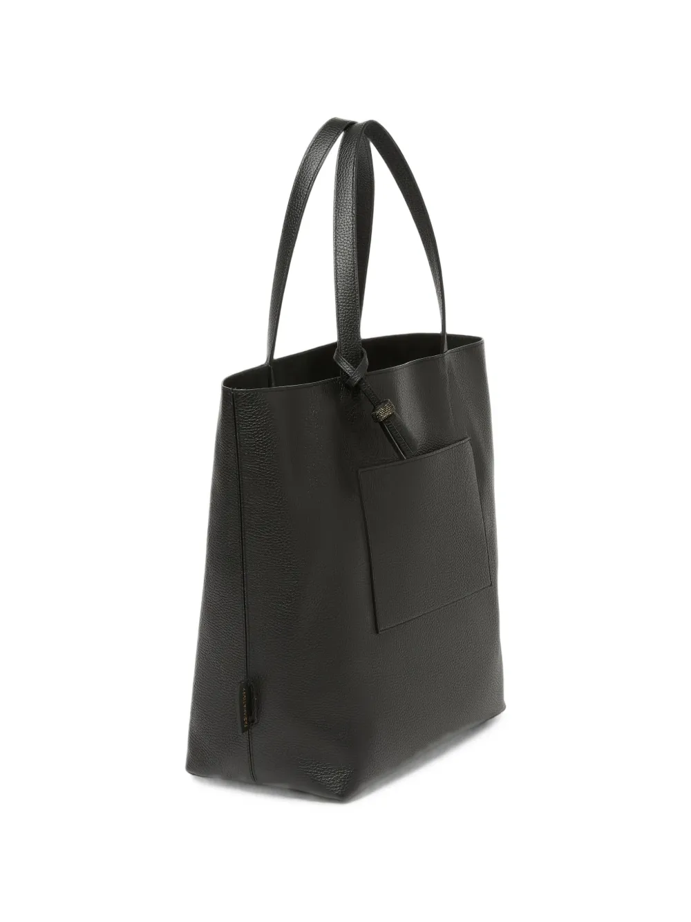Fabiana Filippi Leren shopper met textuur en kwastje Zwart