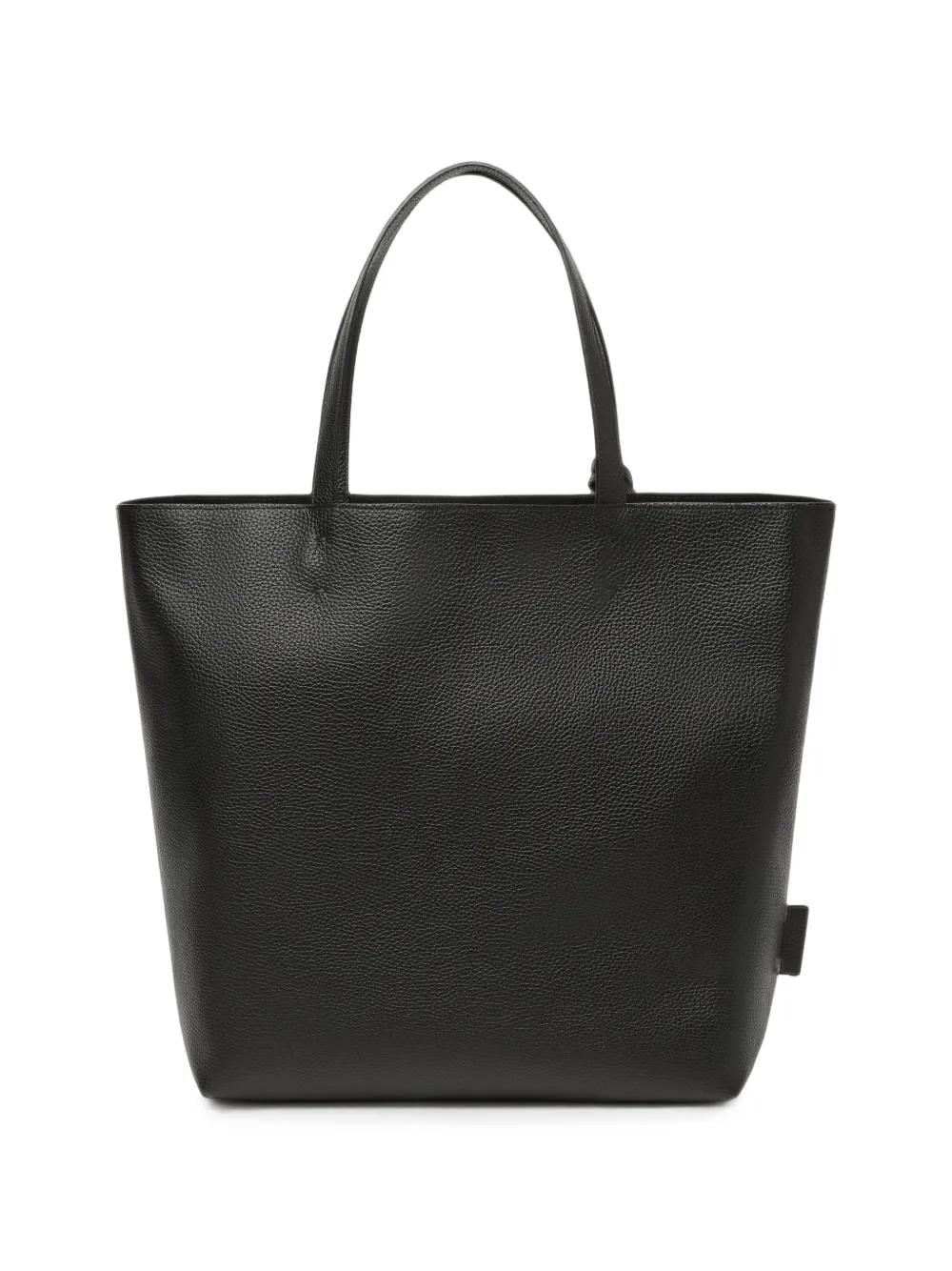 Fabiana Filippi Leren shopper met textuur en kwastje Zwart