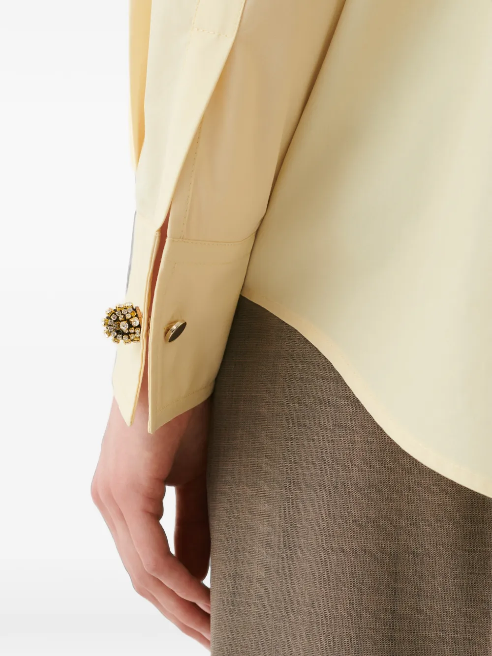Fabiana Filippi Blouse met verfraaide manchetten en zakdetail Geel