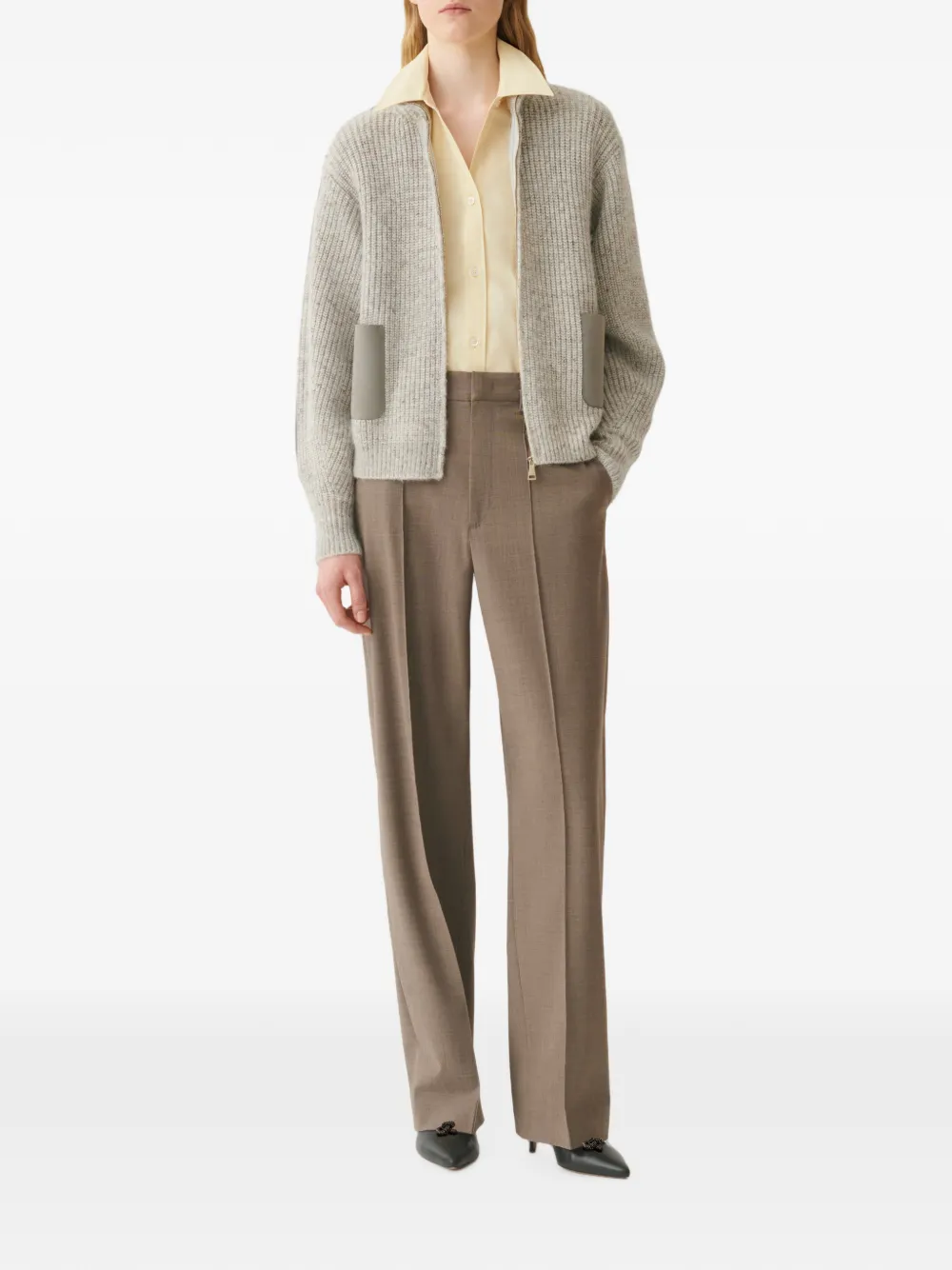 Fabiana Filippi Blouse met verfraaide manchetten en zakdetail Geel