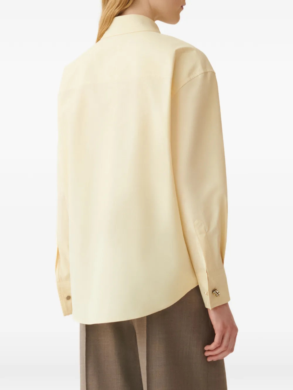 Fabiana Filippi Blouse met verfraaide manchetten en zakdetail Geel