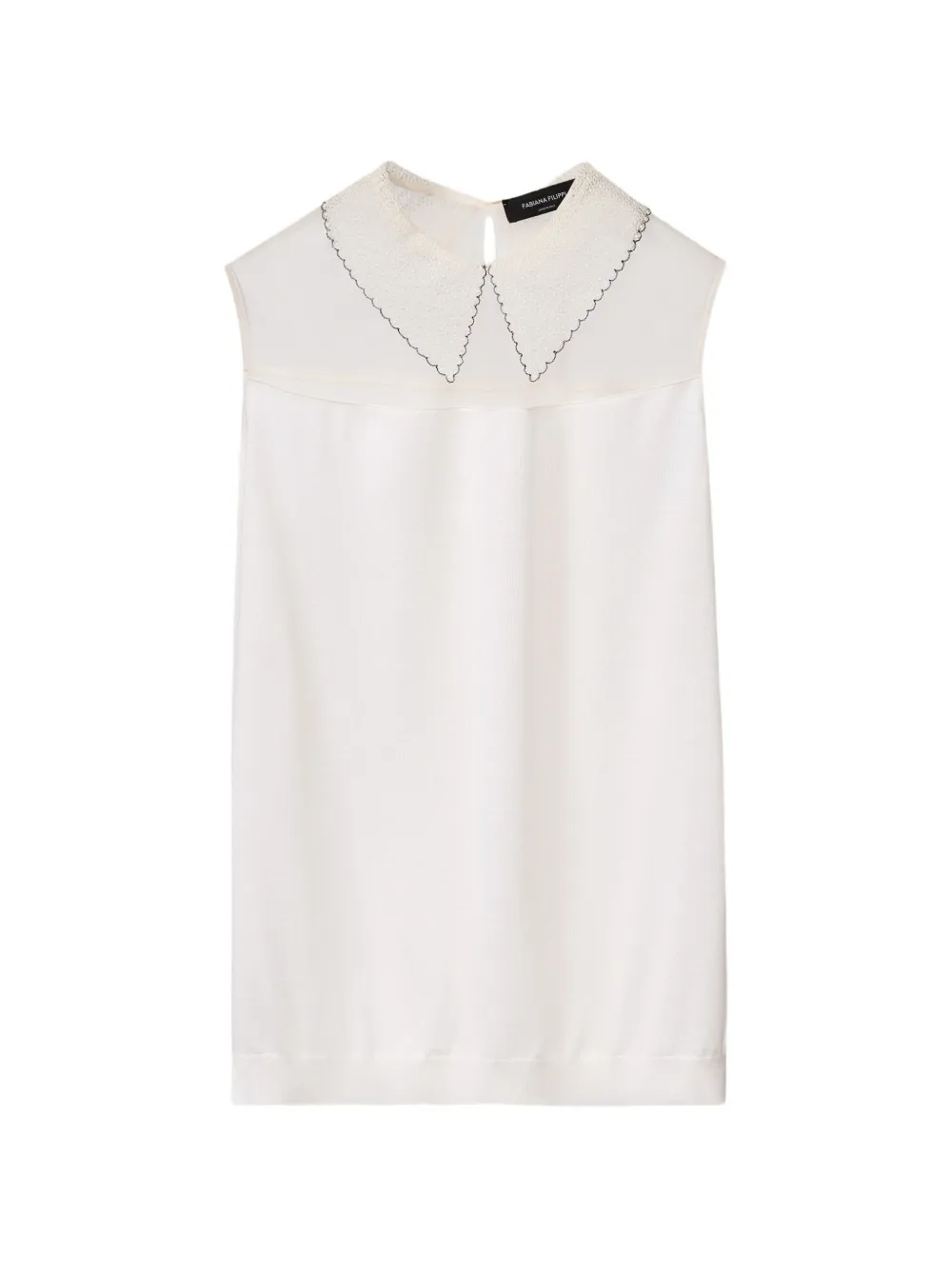 Fabiana Filippi lace-collar mesh-yoke blouse - White