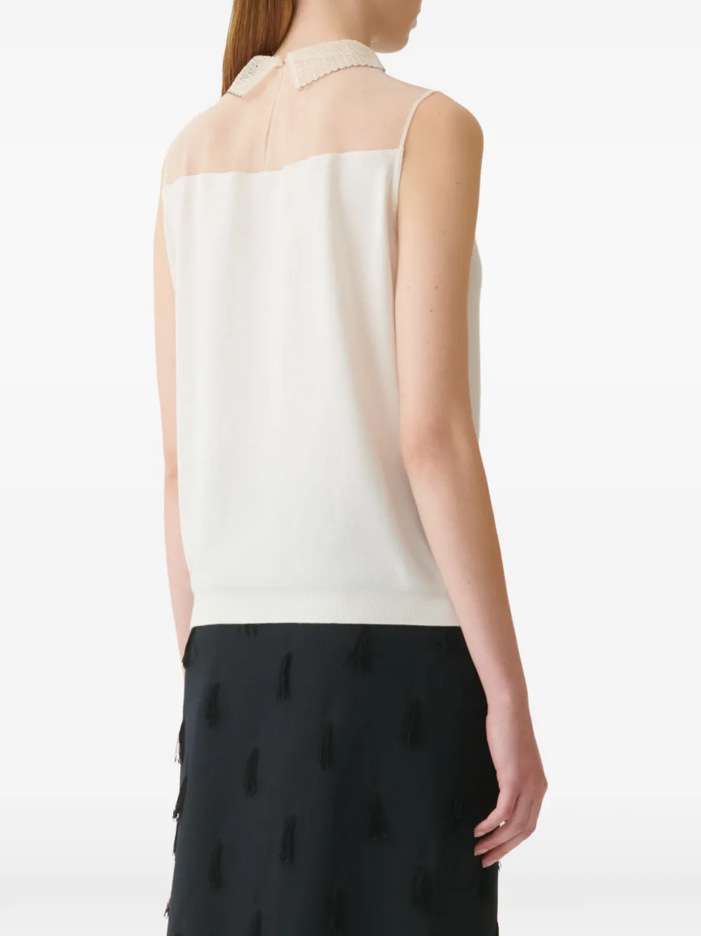 Fabiana Filippi Blouse met kanten kraag en mesh Wit