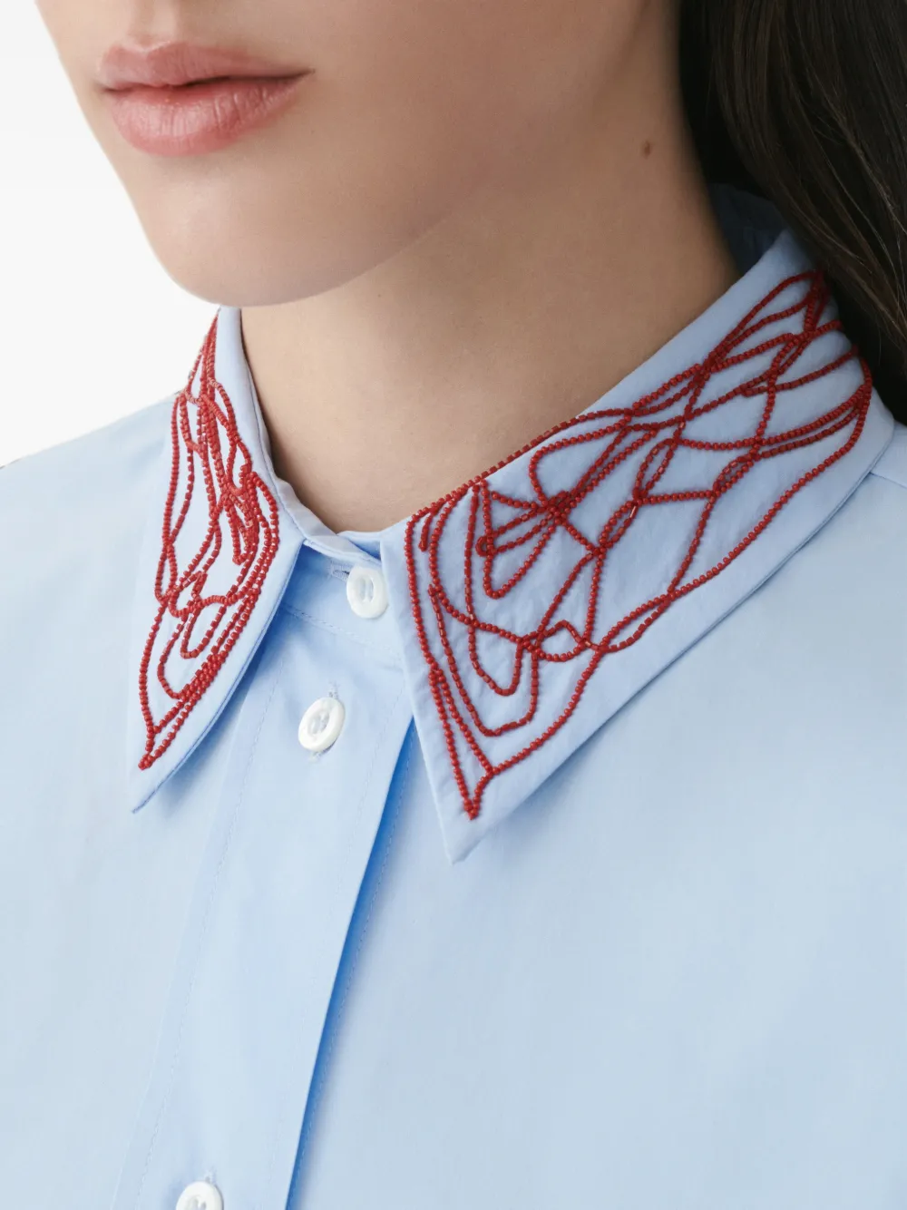 Fabiana Filippi Popeline blouse verfraaid met kralen Blauw