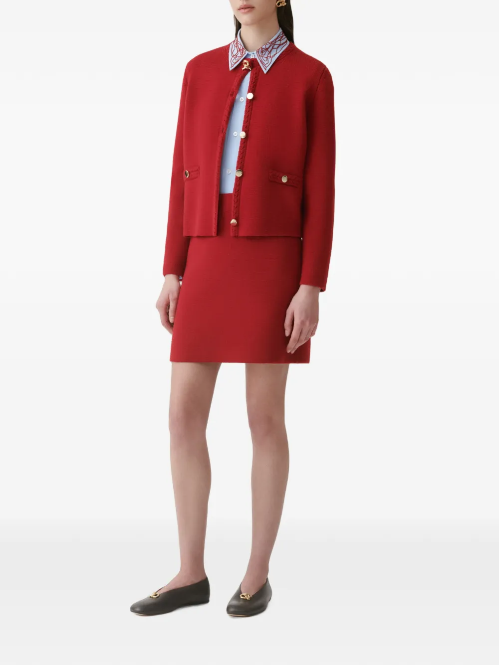 Fabiana Filippi Popeline blouse verfraaid met kralen Blauw