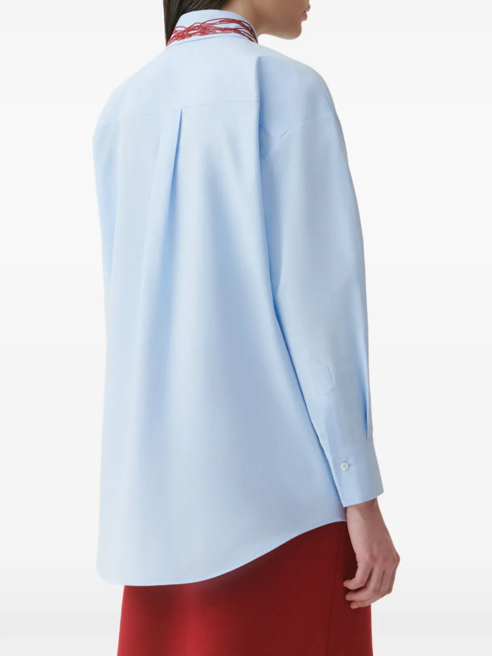 Fabiana Filippi Popeline blouse verfraaid met kralen Blauw