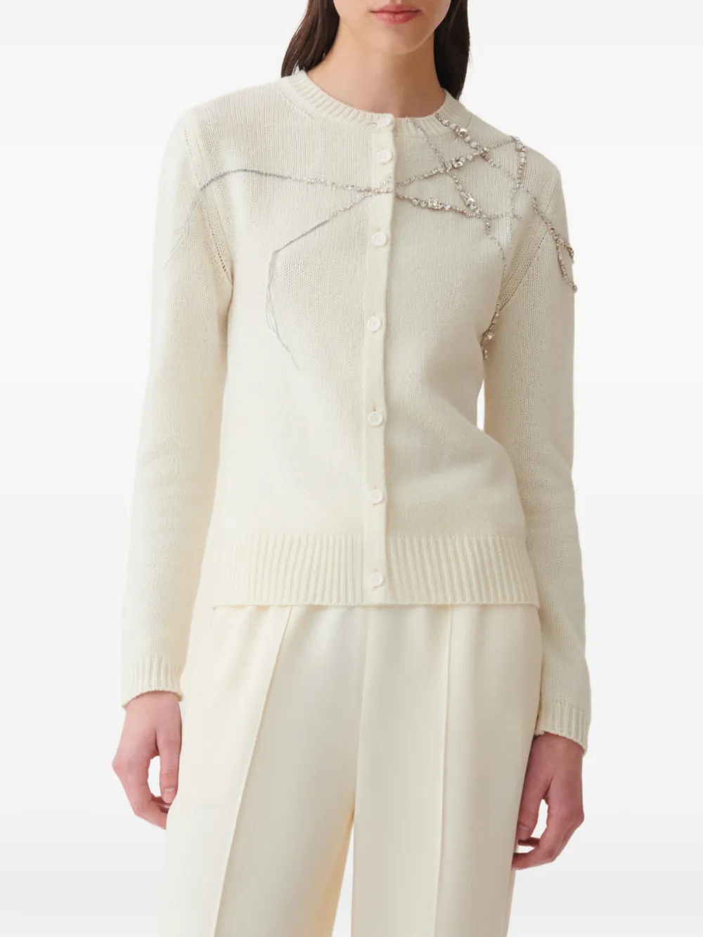 Fabiana Filippi Platinum vest verfraaid met kristallen Beige