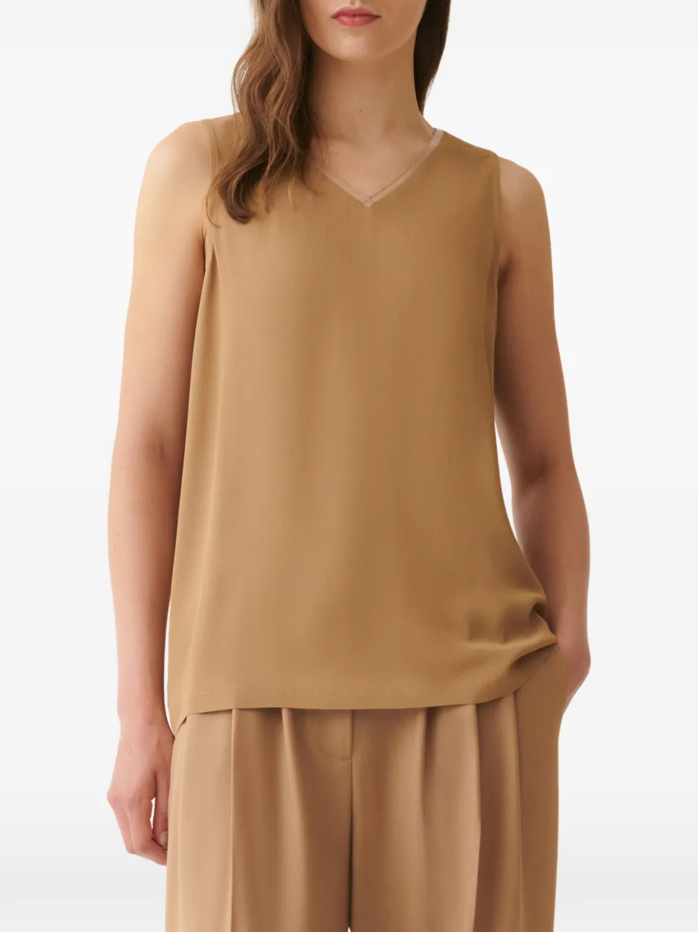 Fabiana Filippi Top met V-hals Beige