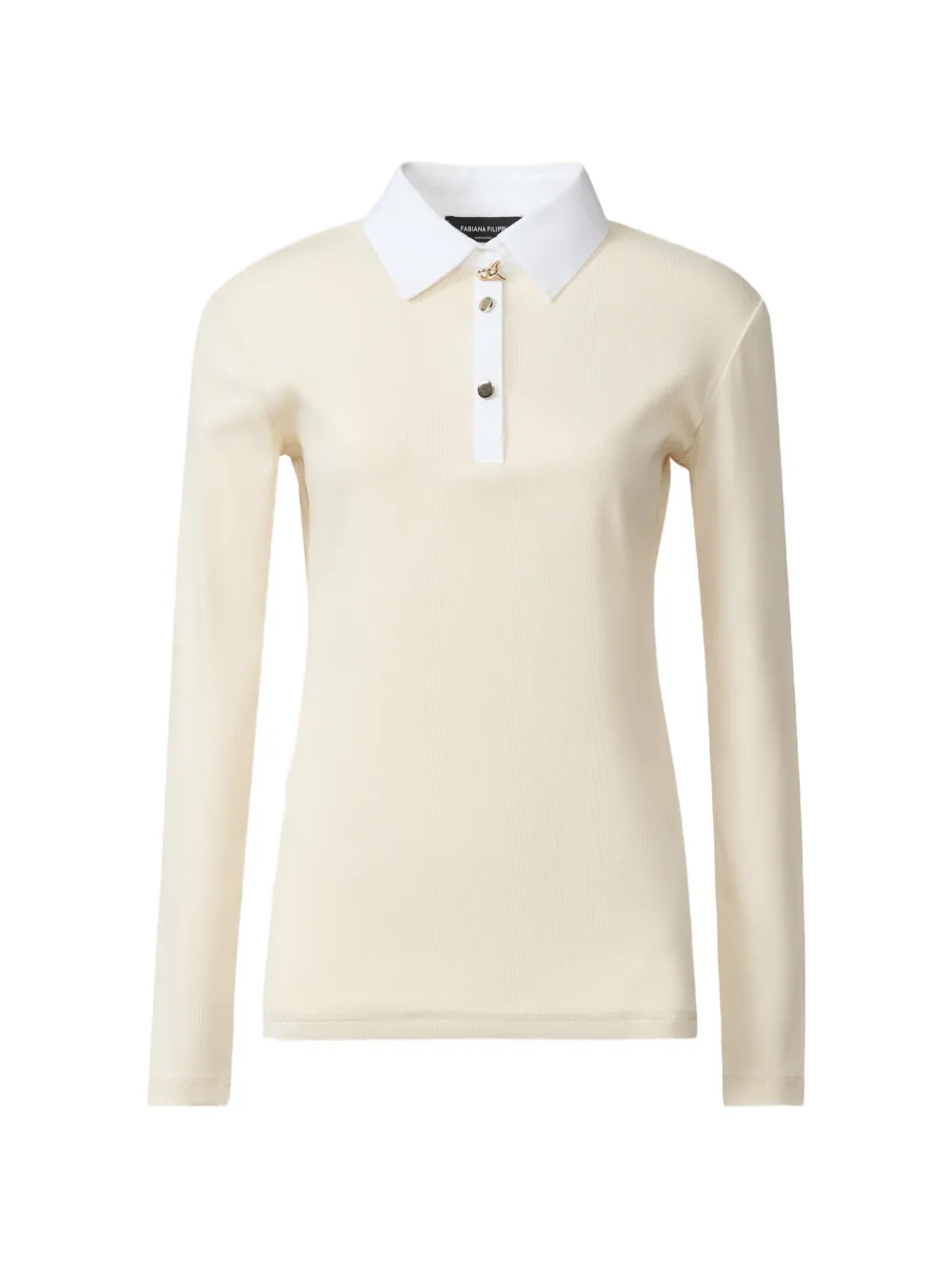 Fabiana Filippi contrast-collar long-sleeve polo shirt - Toni neutri