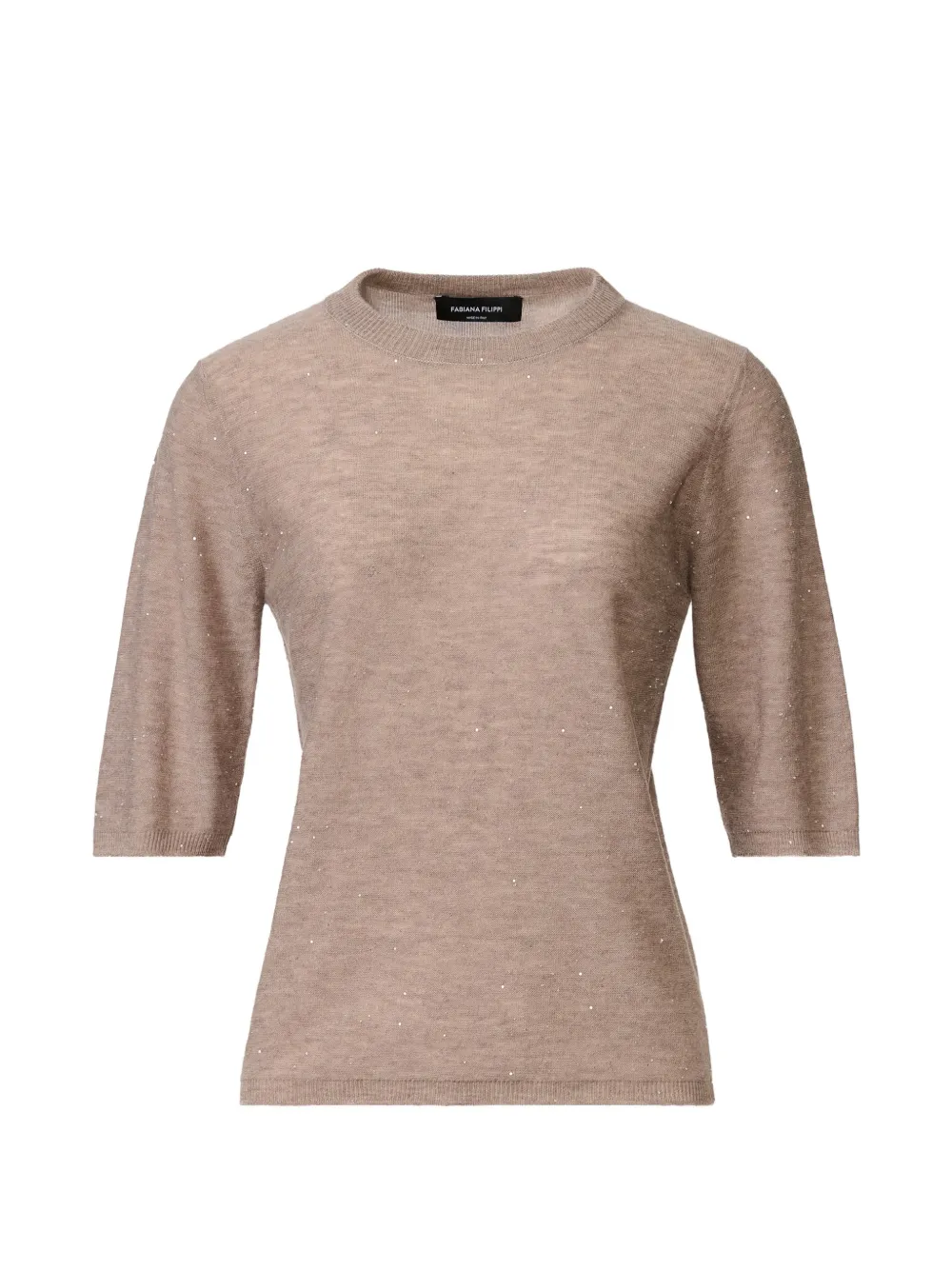 Fabiana Filippi sequin-embellished short-sleeve sweater - Toni neutri