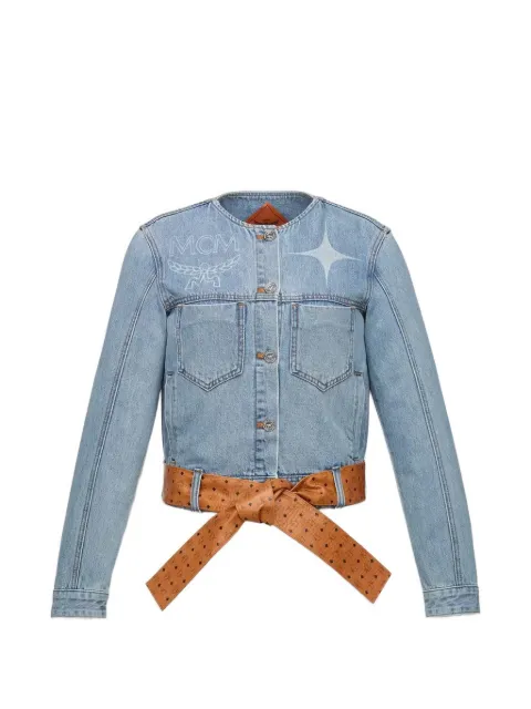 MCM logo-print tie-waist denim jacket