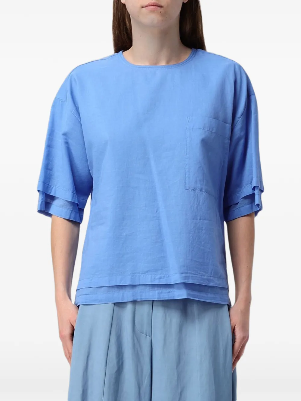 Tela drop-shoulder short-sleeve blouse - Blu