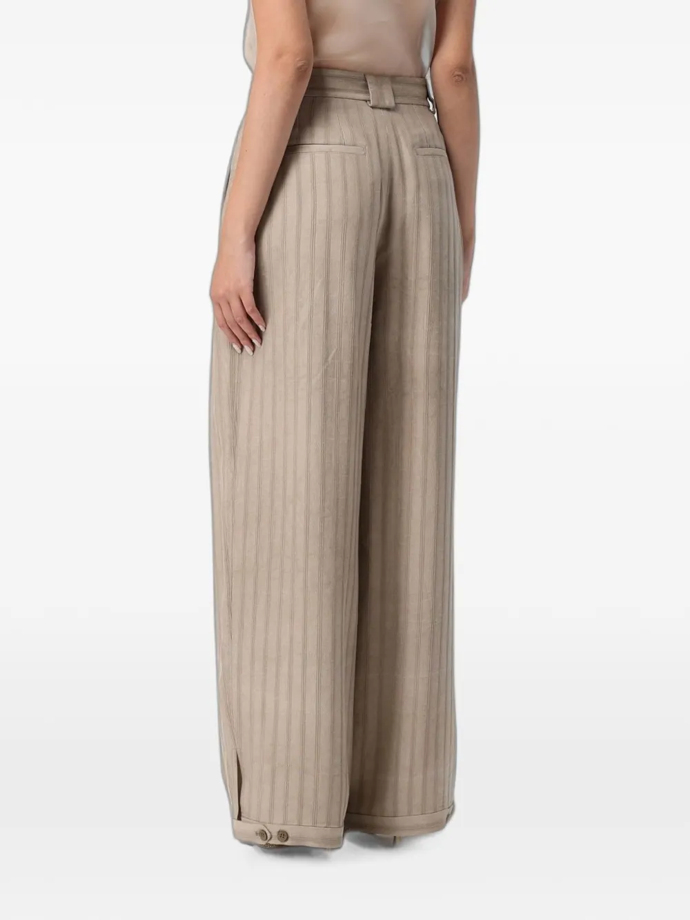 Emporio Armani High-waist palazzo broek met streepprint Beige