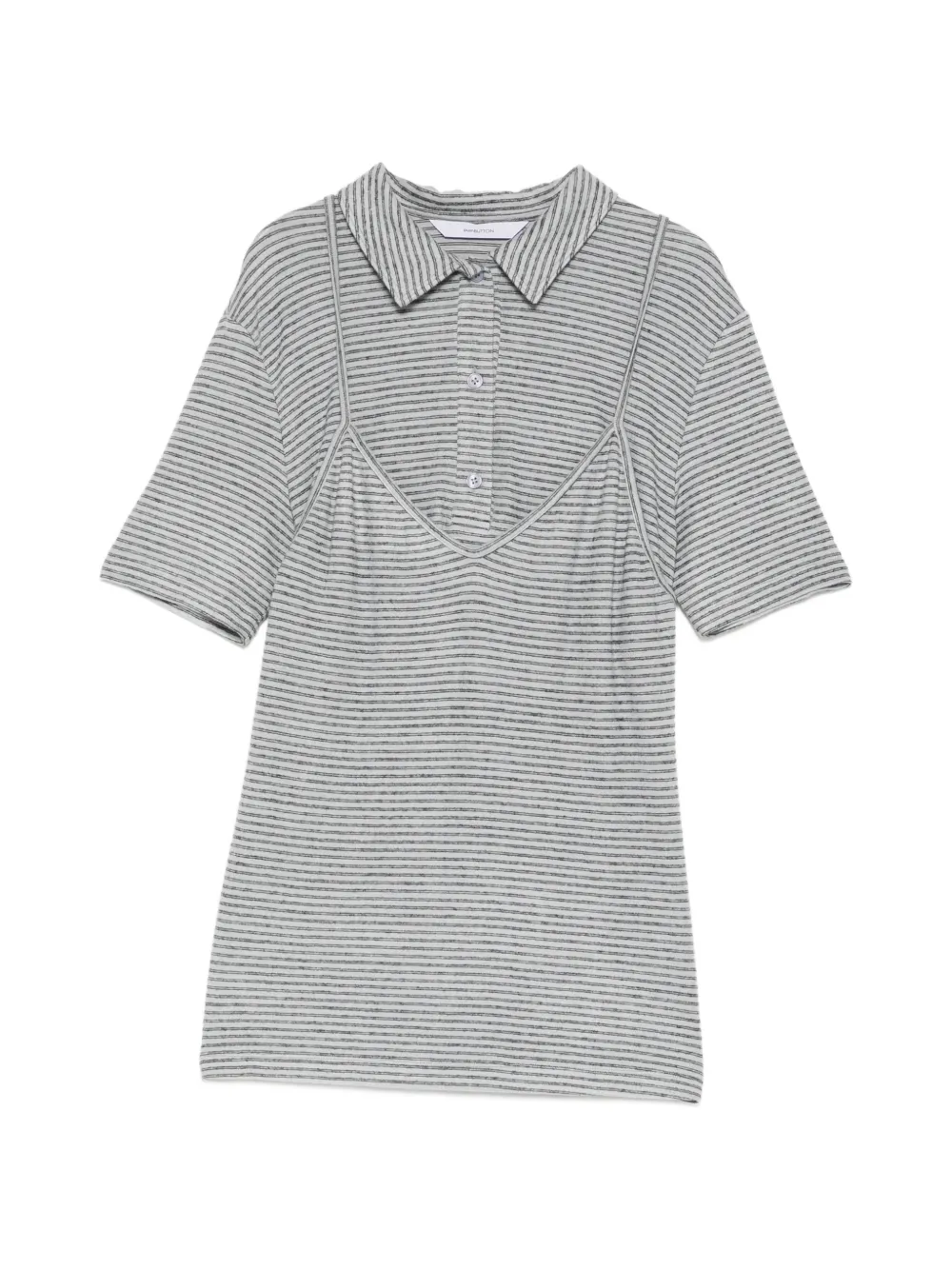 pushBUTTON layered horizontal-stripe polo - Grigio