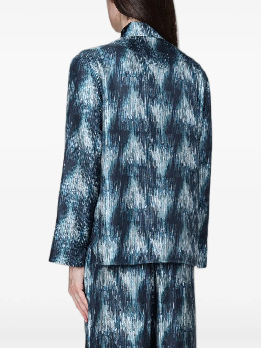 Max Mara abstract-print linen shirt - Blauw