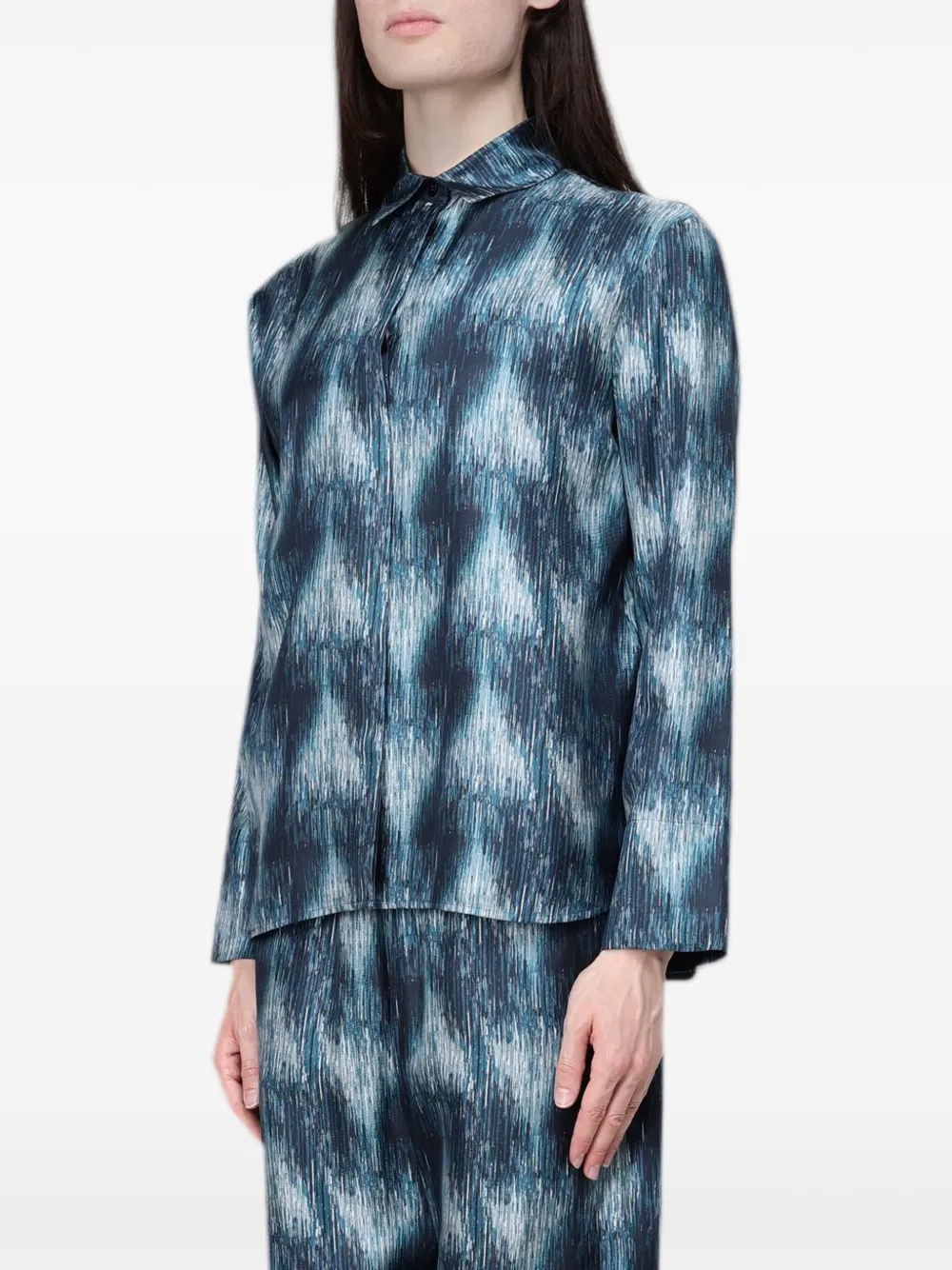 Max Mara abstract-print linen shirt - Blue
