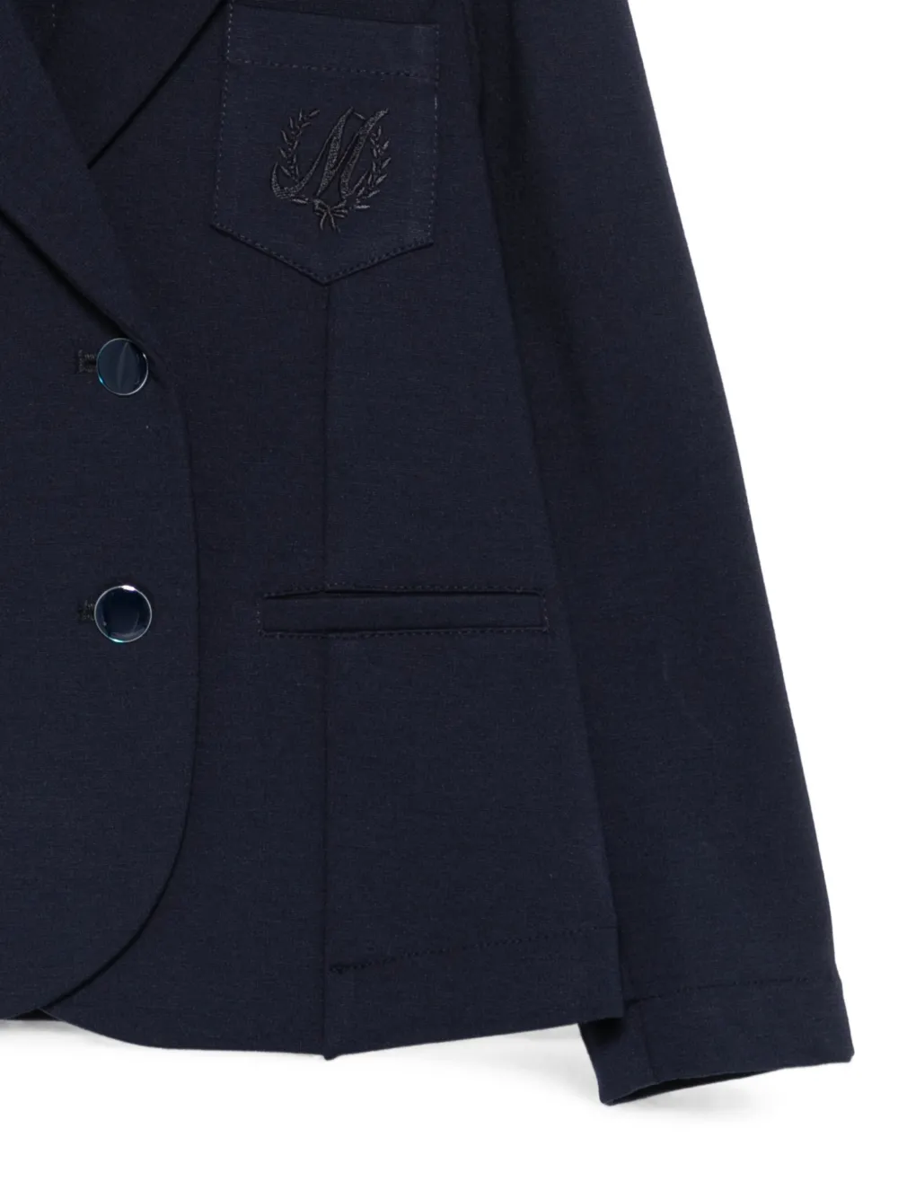 Monnalisa Jack met geborduurde logo en dubbele rij knopen Blauw
