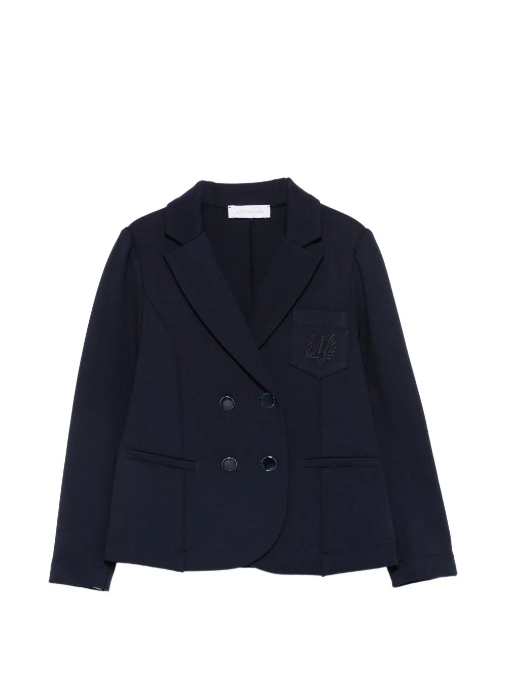 Monnalisa logo-embroidered double-breasted jacket - Blu