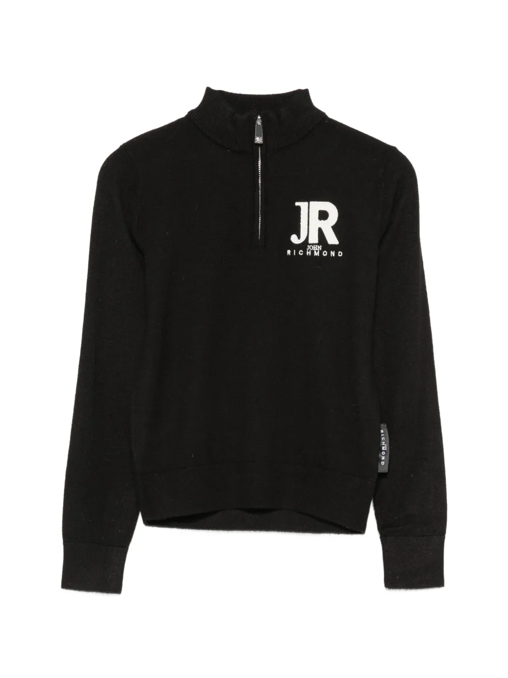 John Richmond Junior logo-print half-zip sweater - Nero