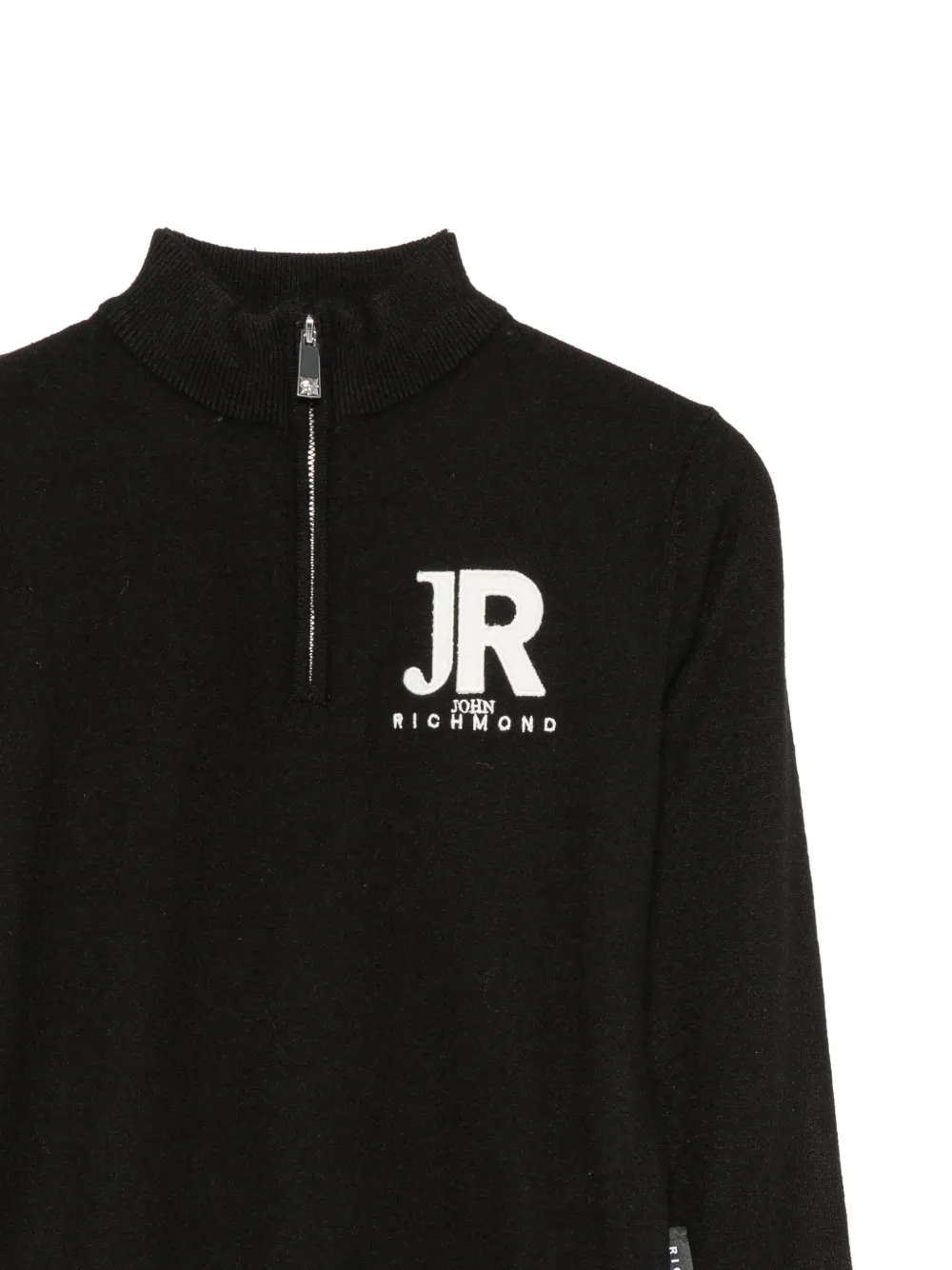 John Richmond Junior Trui met logo-print en halve rits Zwart